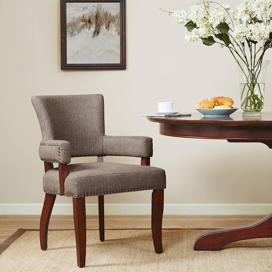 Olliix.com Dining Chairs - Dawson Traditional Arm Dining Chair 24W x 25.5D x35H" Brown