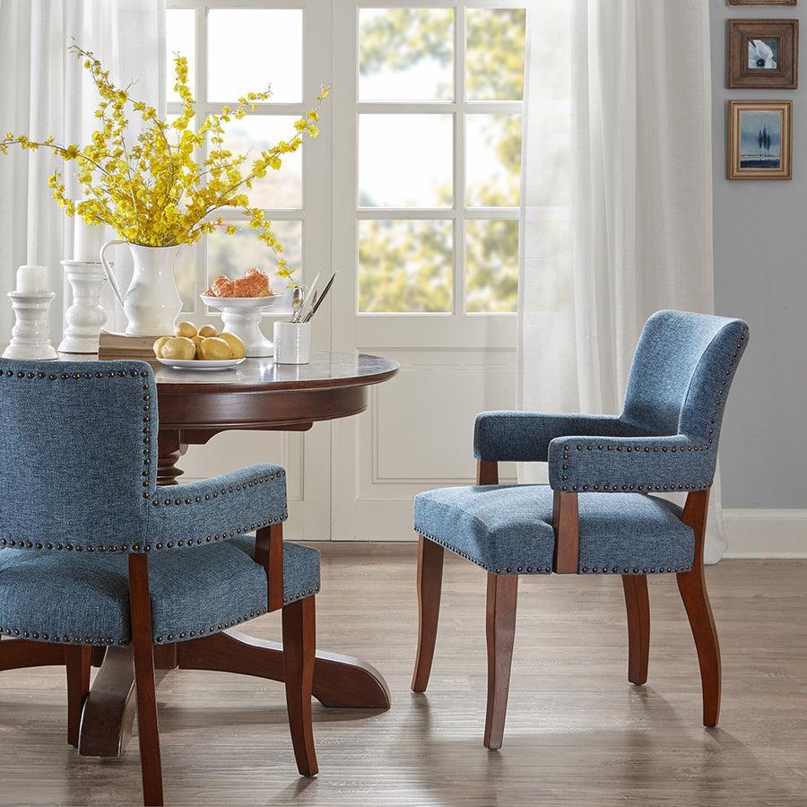 Olliix.com Dining Chairs - Dawson Transitional Arm Dining Chair 24Wx25.5Dx35"H Blue