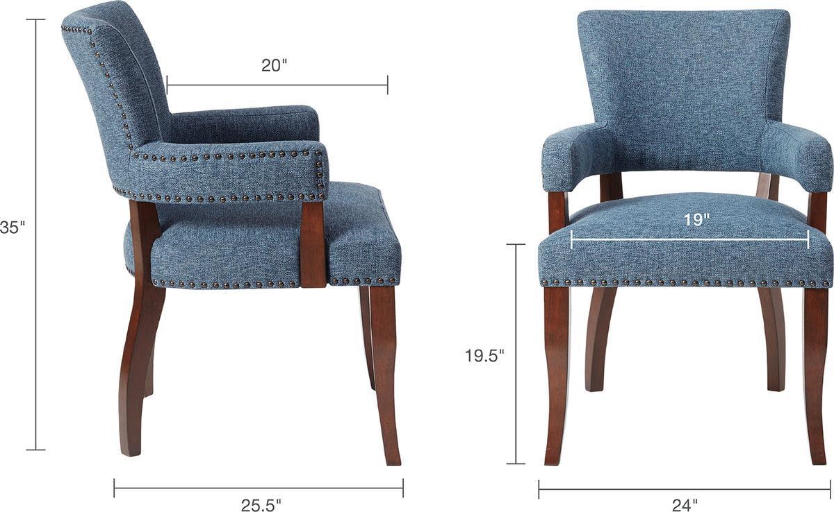 Olliix.com Dining Chairs - Dawson Transitional Arm Dining Chair 24Wx25.5Dx35"H Blue