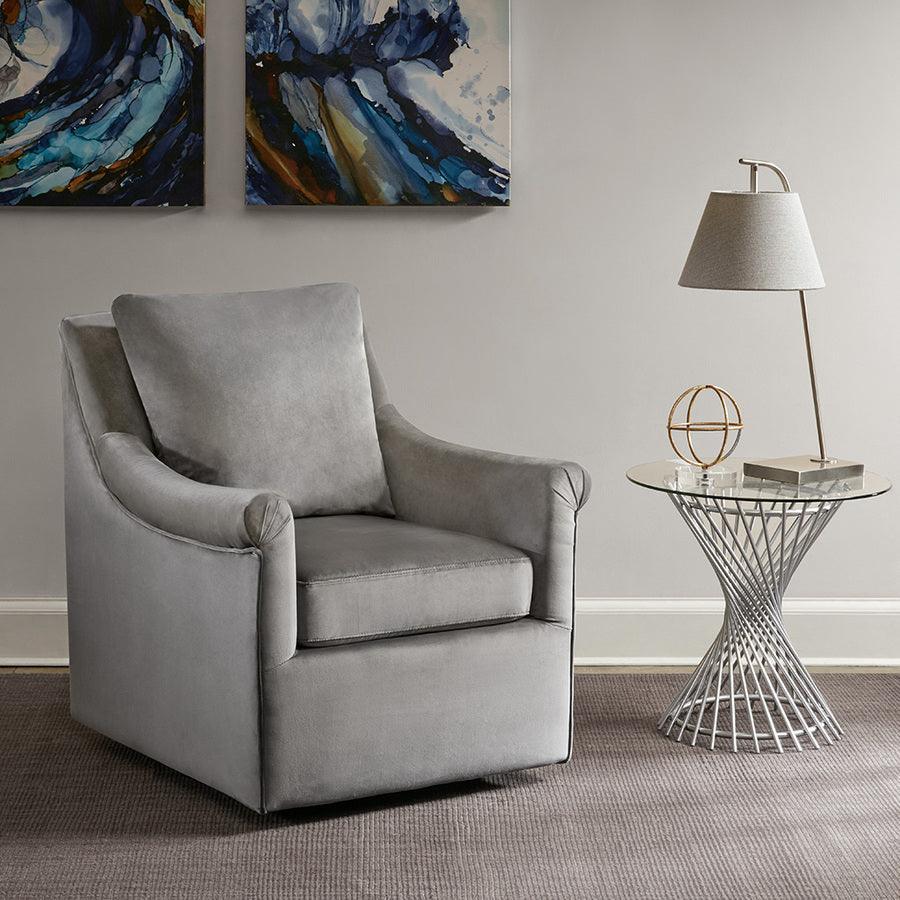 Olliix.com Accent Chairs - Deanna Swivel Chair Gray