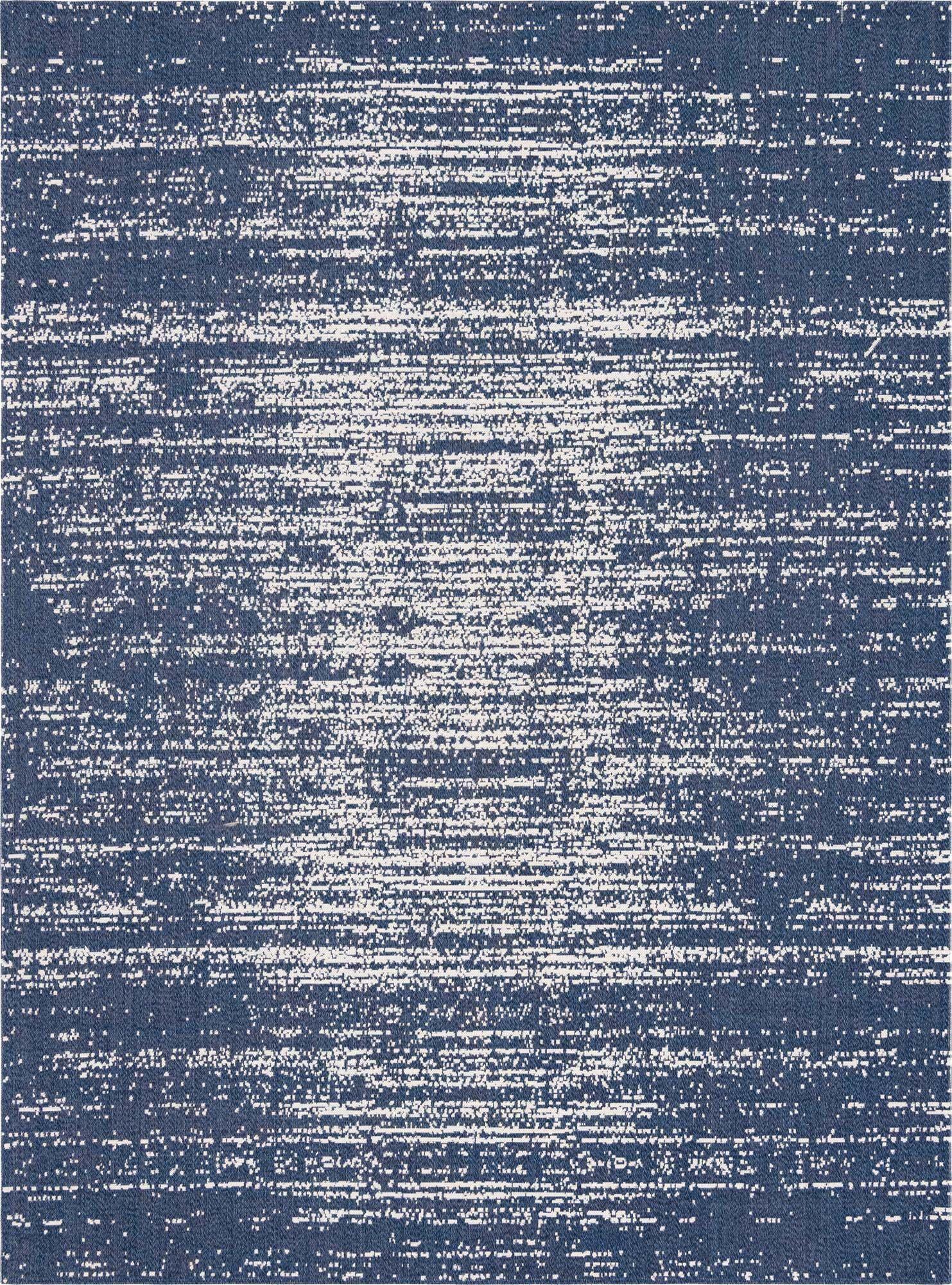 Unique Loom Indoor Rugs - Decatur Abstract Rectangular 8x11 Rug Navy Blue & Ivory