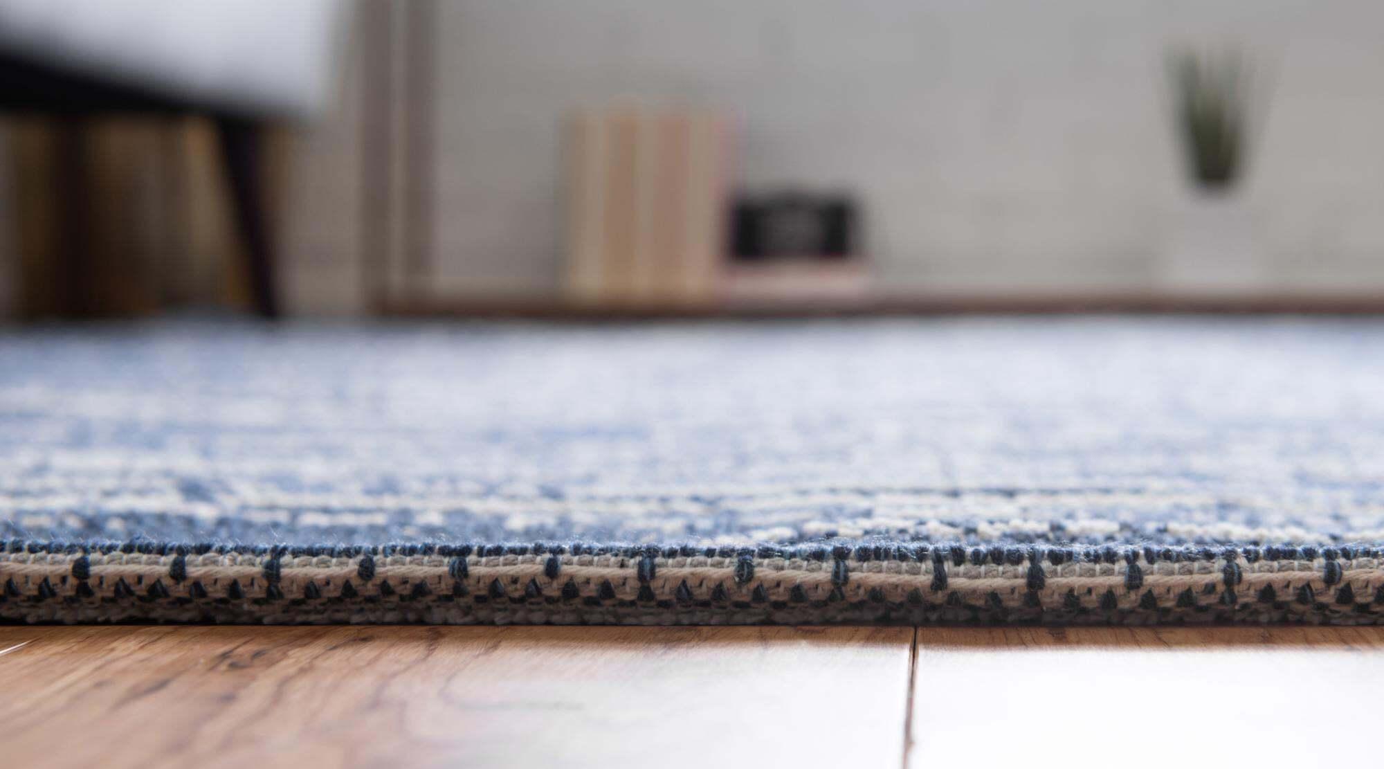 Unique Loom Indoor Rugs - Decatur Abstract Rectangular 8x11 Rug Navy Blue & Ivory