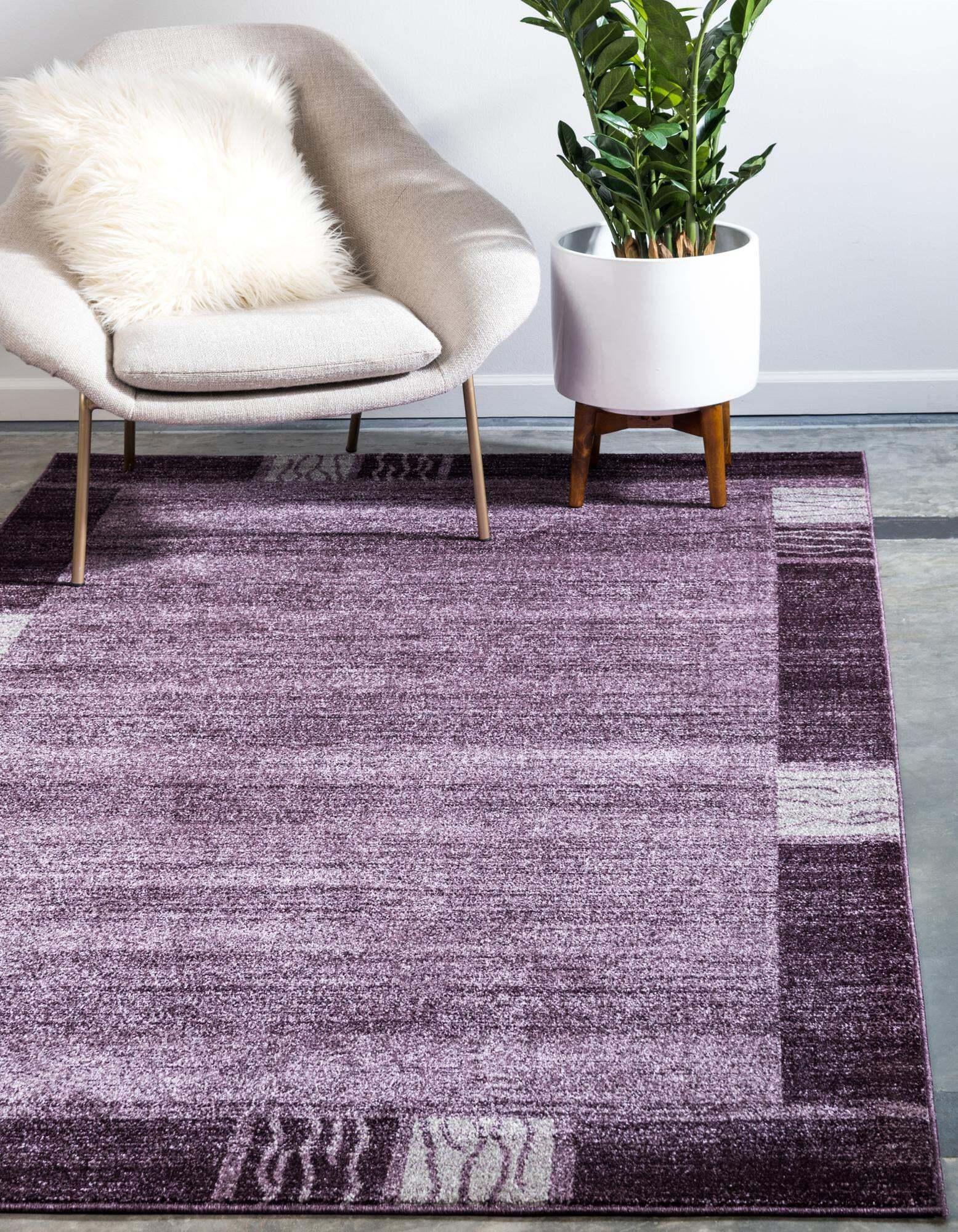 Unique Loom Indoor Rugs - Del Mar Border 5x8 Rug Purple & Multicolor