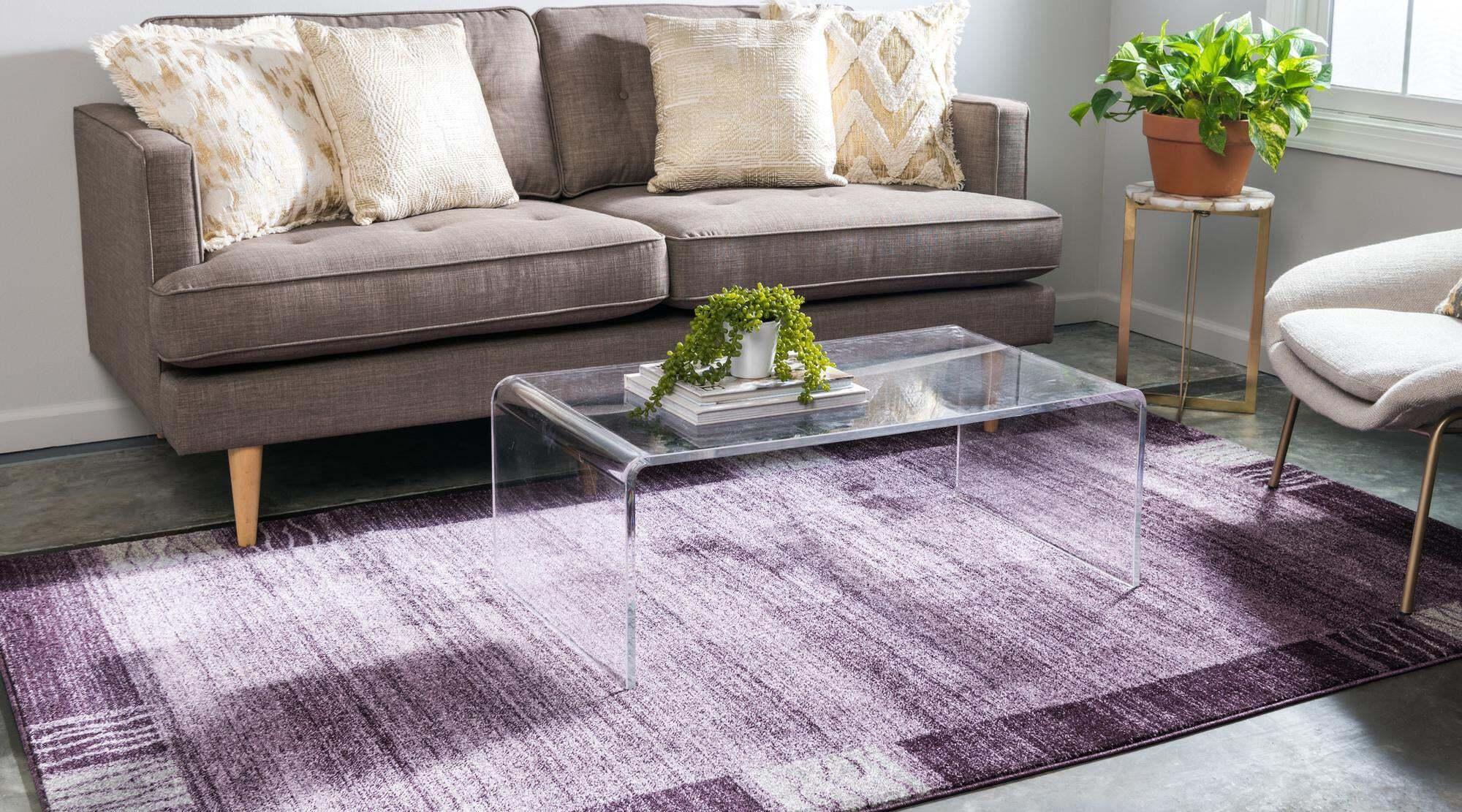 Unique Loom Indoor Rugs - Del Mar Border 5x8 Rug Purple & Multicolor