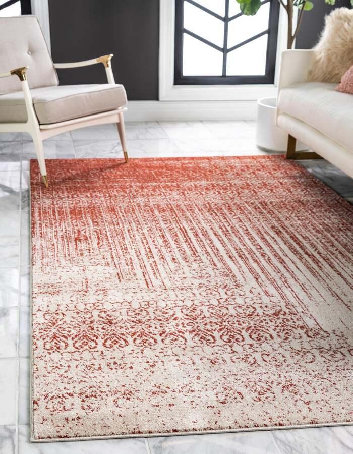 Unique Loom Indoor Rugs - Del Mar Contemporary Palace Rectangular Rug Red