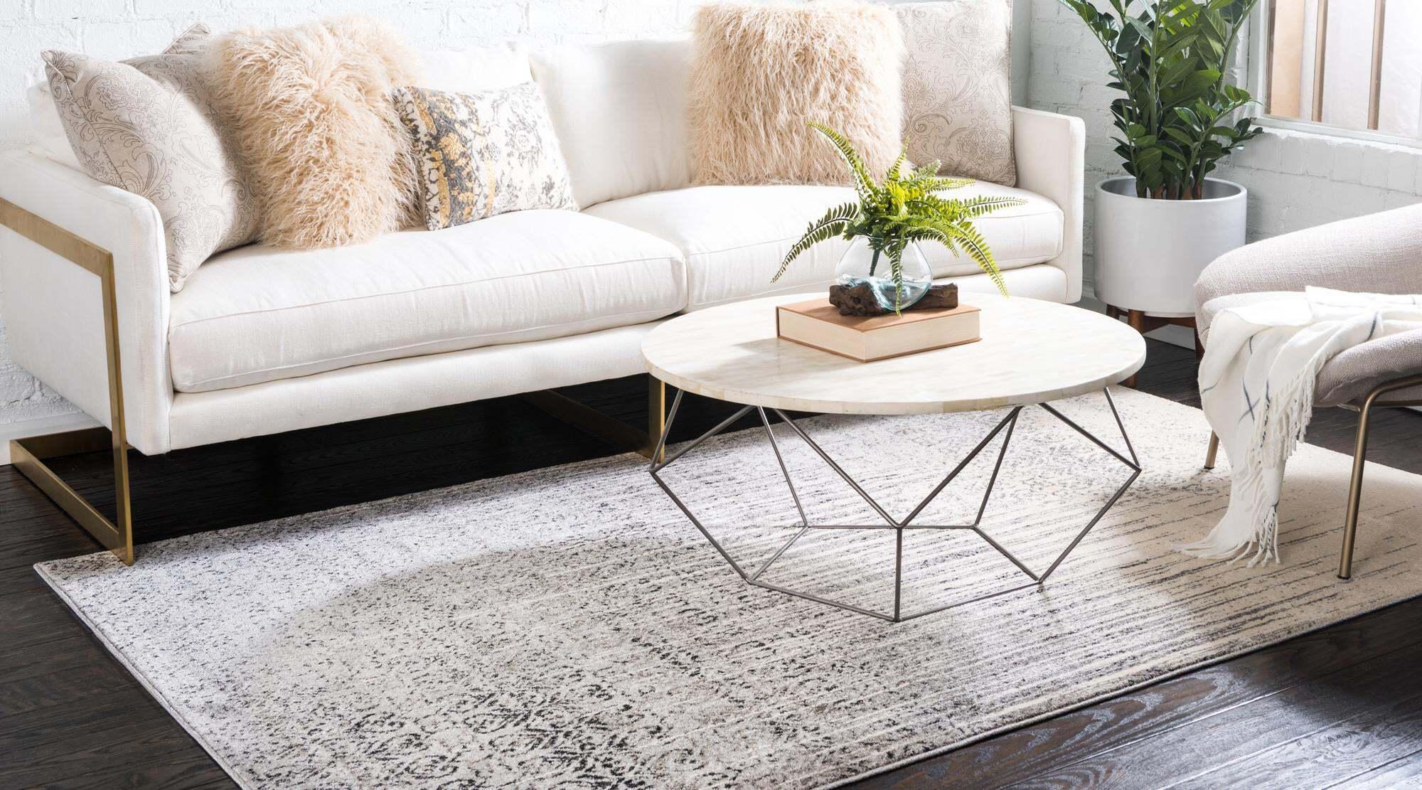 Unique Loom Indoor Rugs - Del Mar Geometric Rectangular 8x10 Rug Gray & Ivory