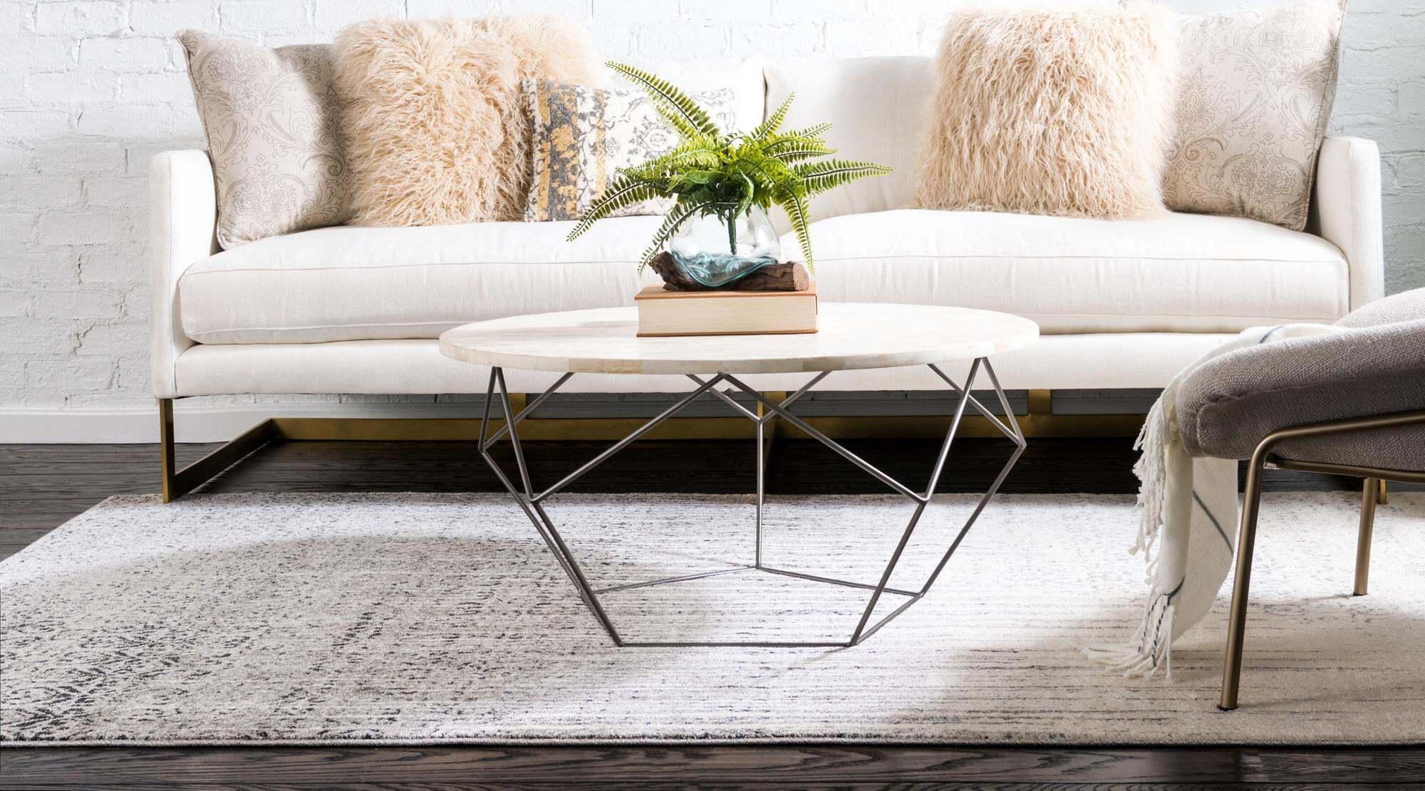 Unique Loom Indoor Rugs - Del Mar Geometric Rectangular 8x10 Rug Gray & Ivory