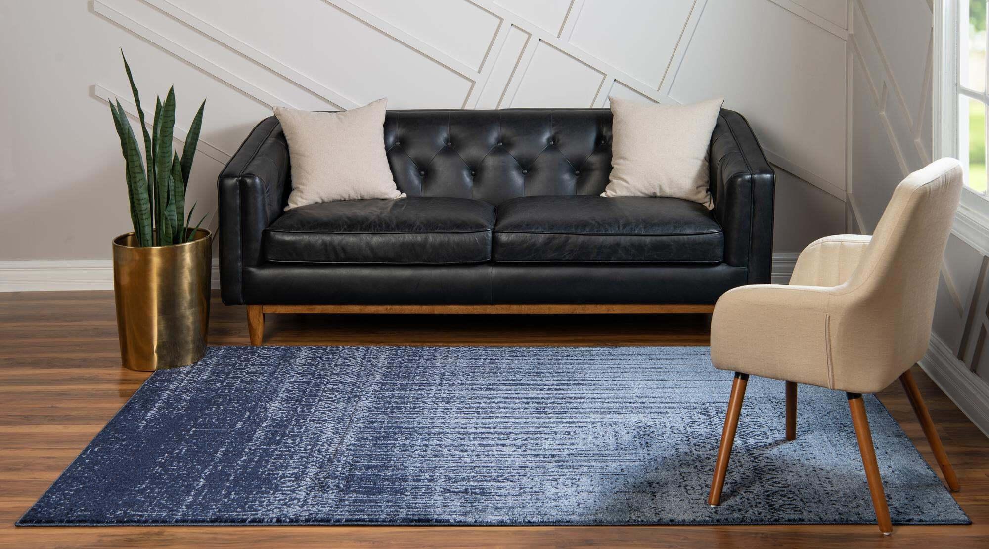 Unique Loom Indoor Rugs - Del Mar Geometric Rectangular 9x12 Rug Blue & Navy Blue