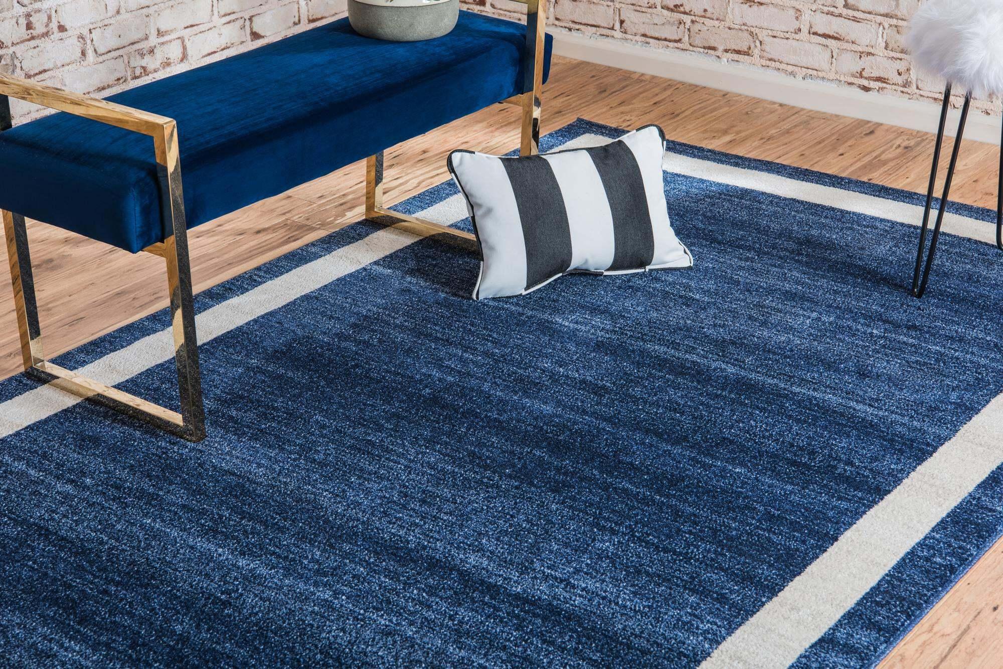 Unique Loom Indoor Rugs - Del Mar Solid 3x5 Rug Navy Blue & Multicolor
