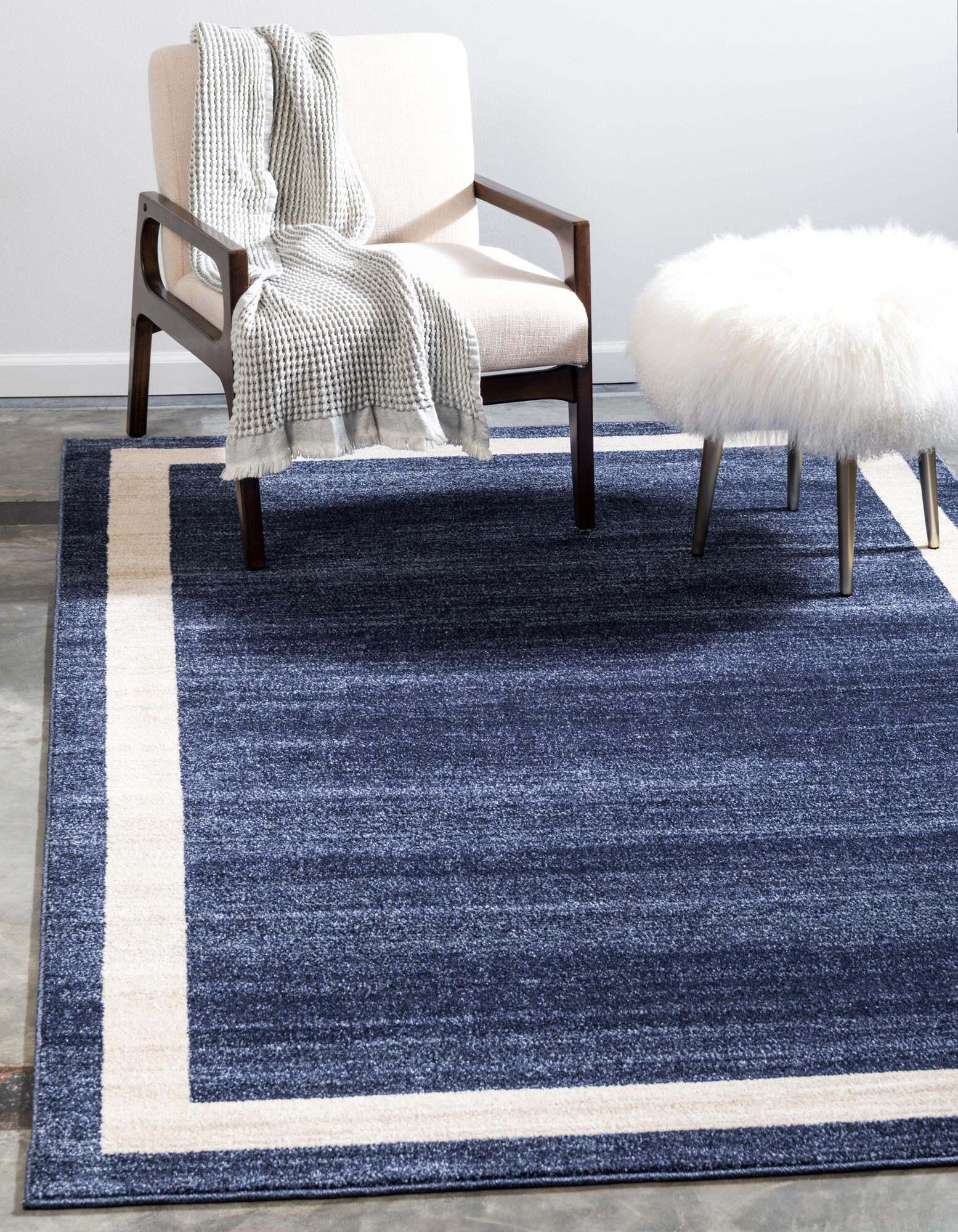 Unique Loom Indoor Rugs - Del Mar Solid 3x5 Rug Navy Blue & Multicolor