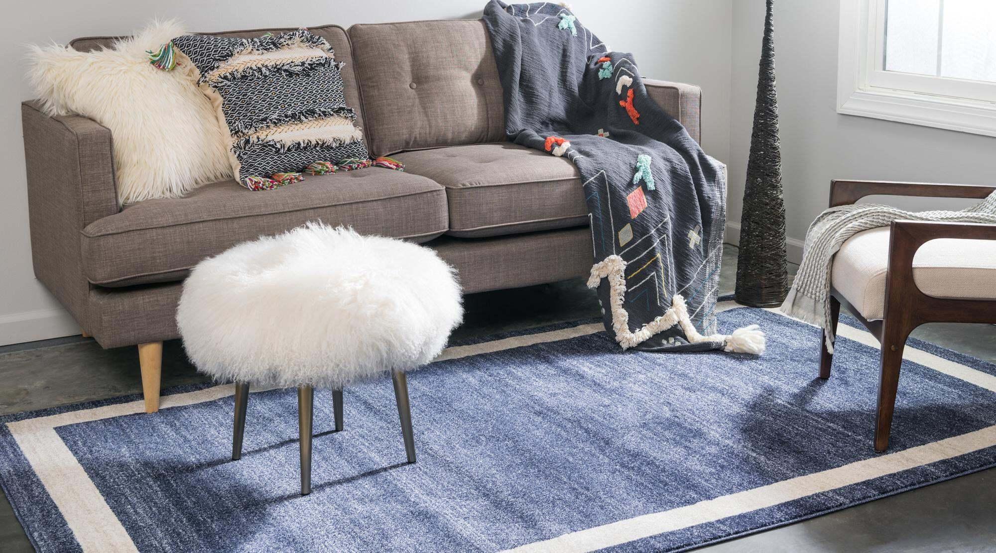 Unique Loom Indoor Rugs - Del Mar Solid 3x5 Rug Navy Blue & Multicolor