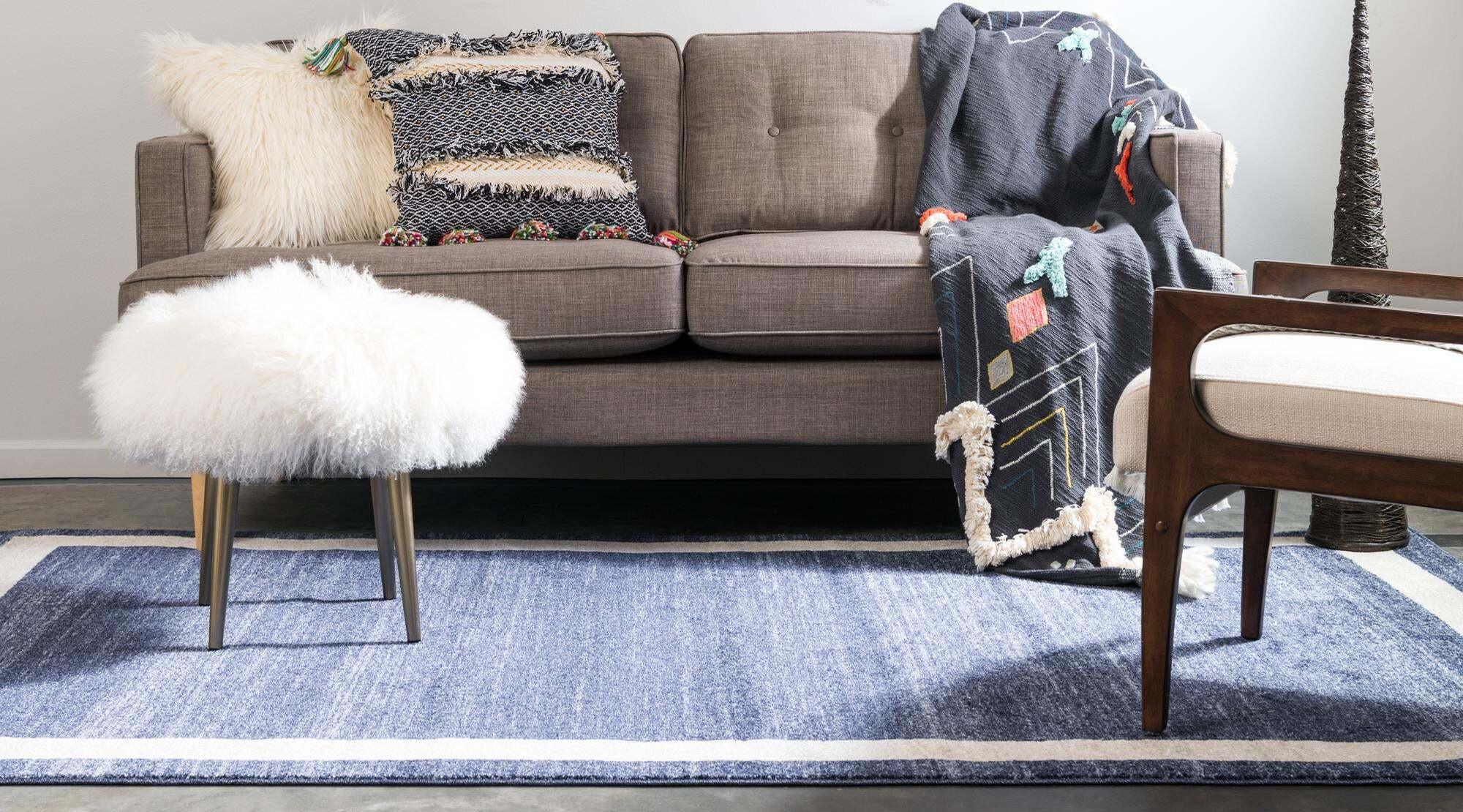 Unique Loom Indoor Rugs - Del Mar Solid 3x5 Rug Navy Blue & Multicolor