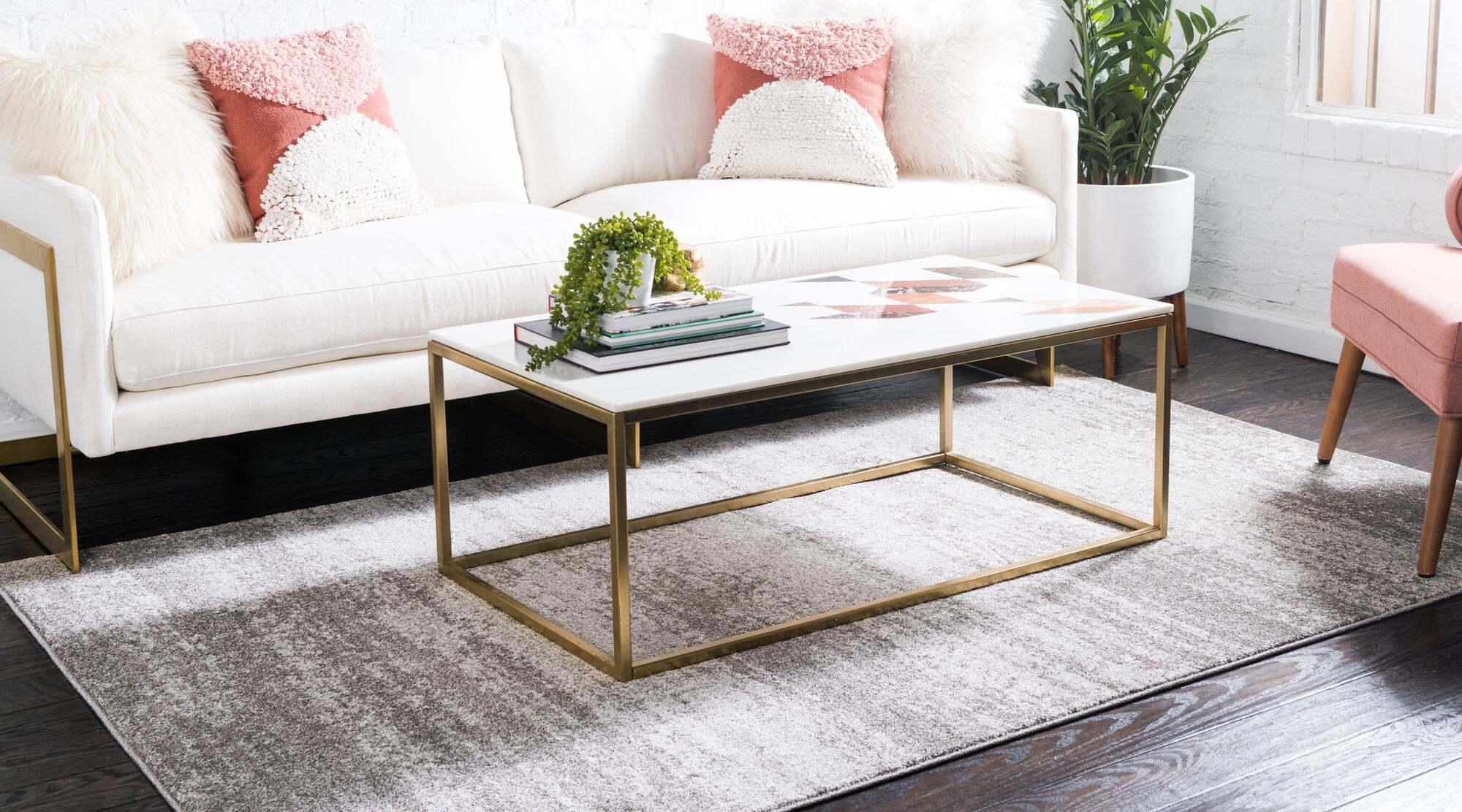 Unique Loom Indoor Rugs - Del Mar Solid Rectangular 8x11 Rug Gray & Beige