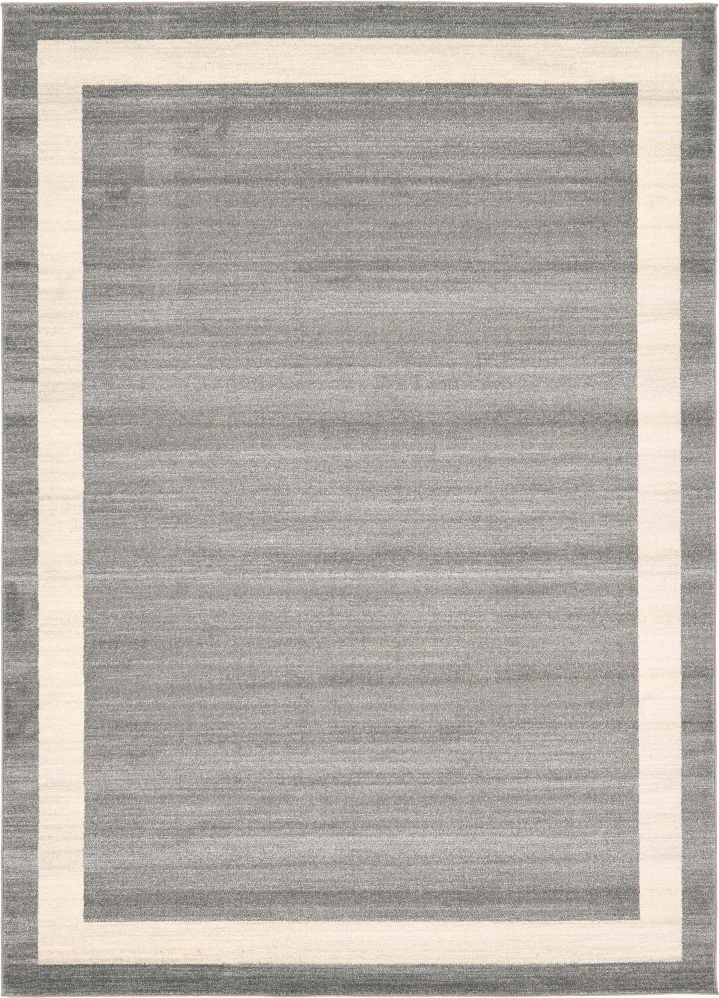 Unique Loom Indoor Rugs - Del Mar Solid Rectangular 8x11 Rug Gray & Ivory