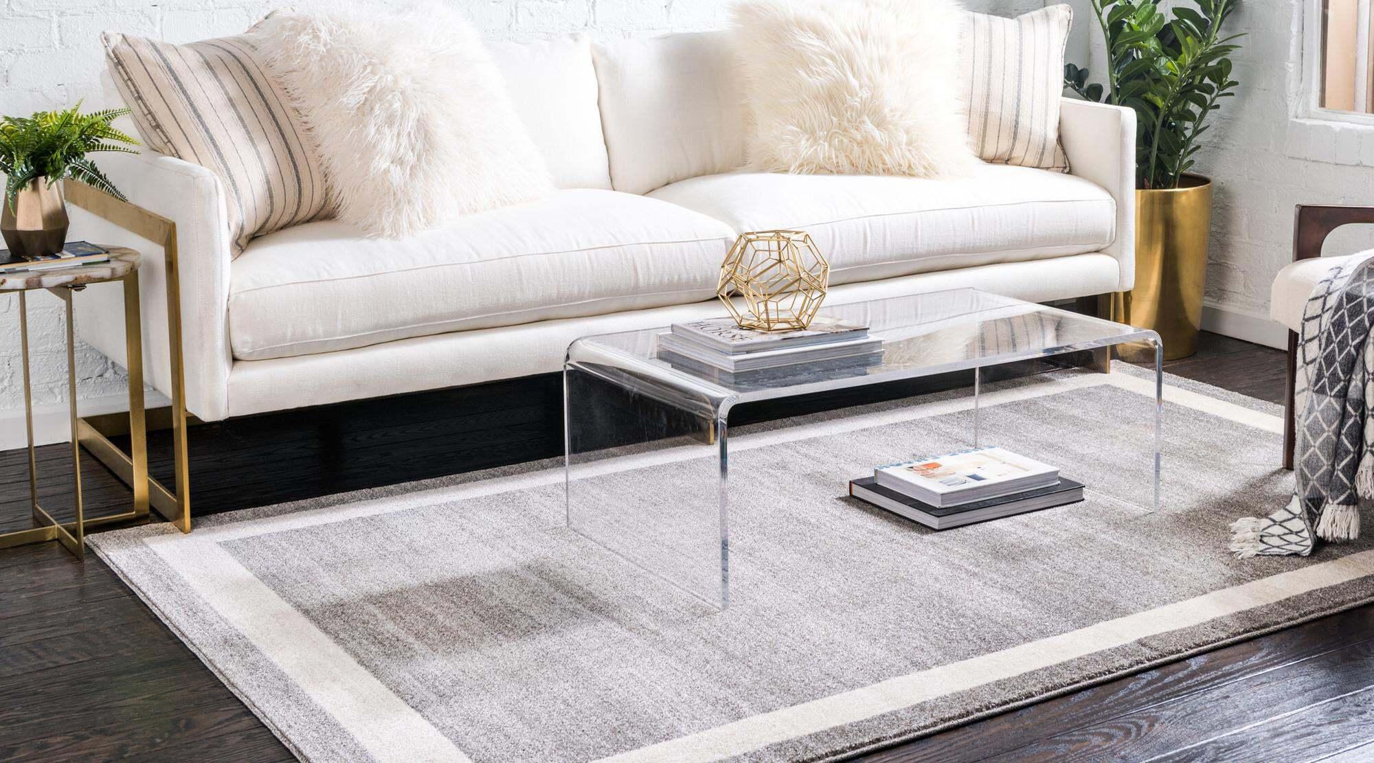 Unique Loom Indoor Rugs - Del Mar Solid Rectangular 8x11 Rug Gray & Ivory