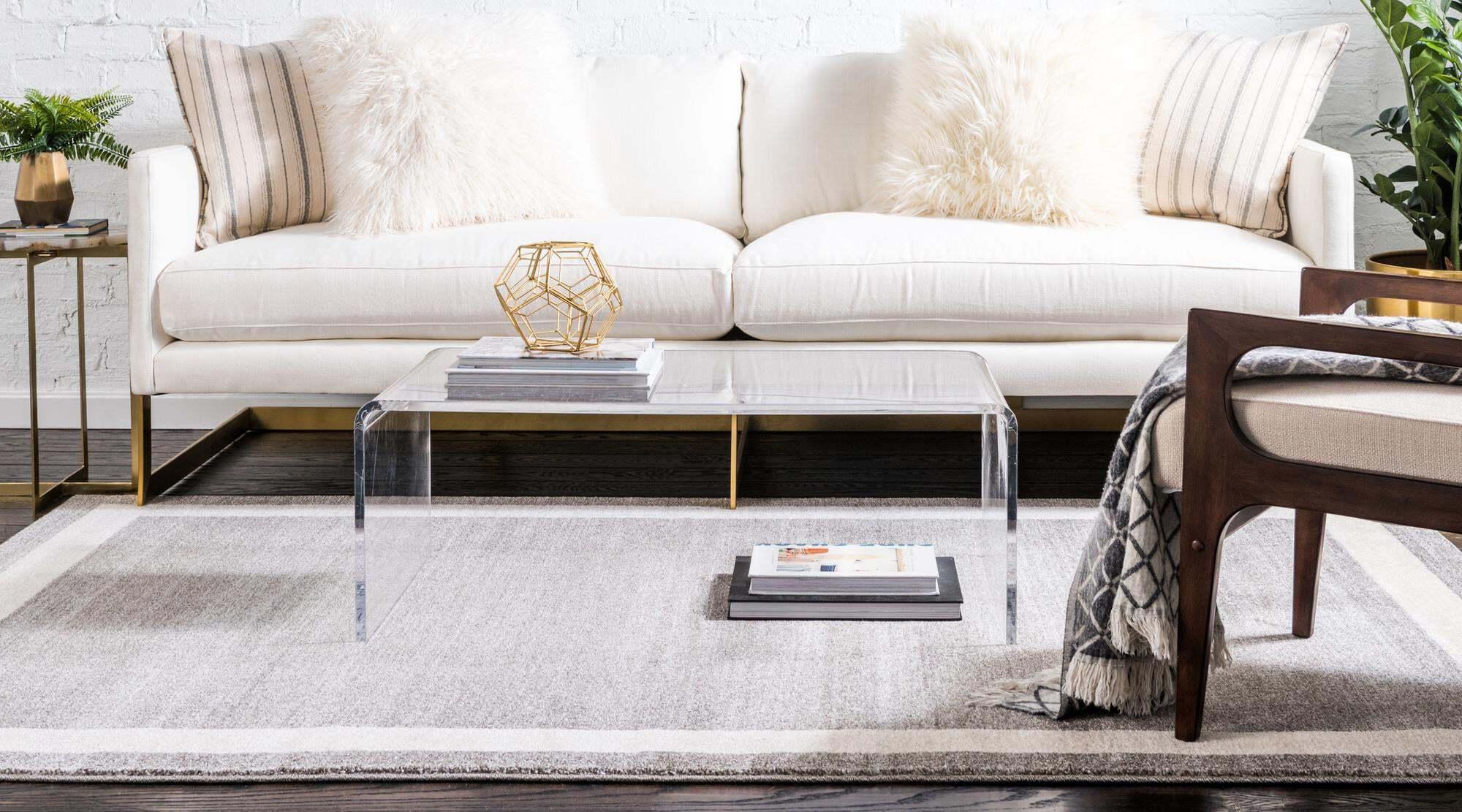 Unique Loom Indoor Rugs - Del Mar Solid Rectangular 8x11 Rug Gray & Ivory