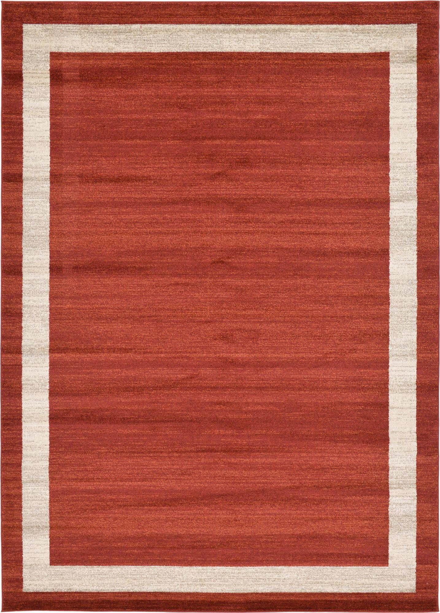 Unique Loom Indoor Rugs - Del Mar Solid Rectangular 8x11 Rug Terracotta & Ivory