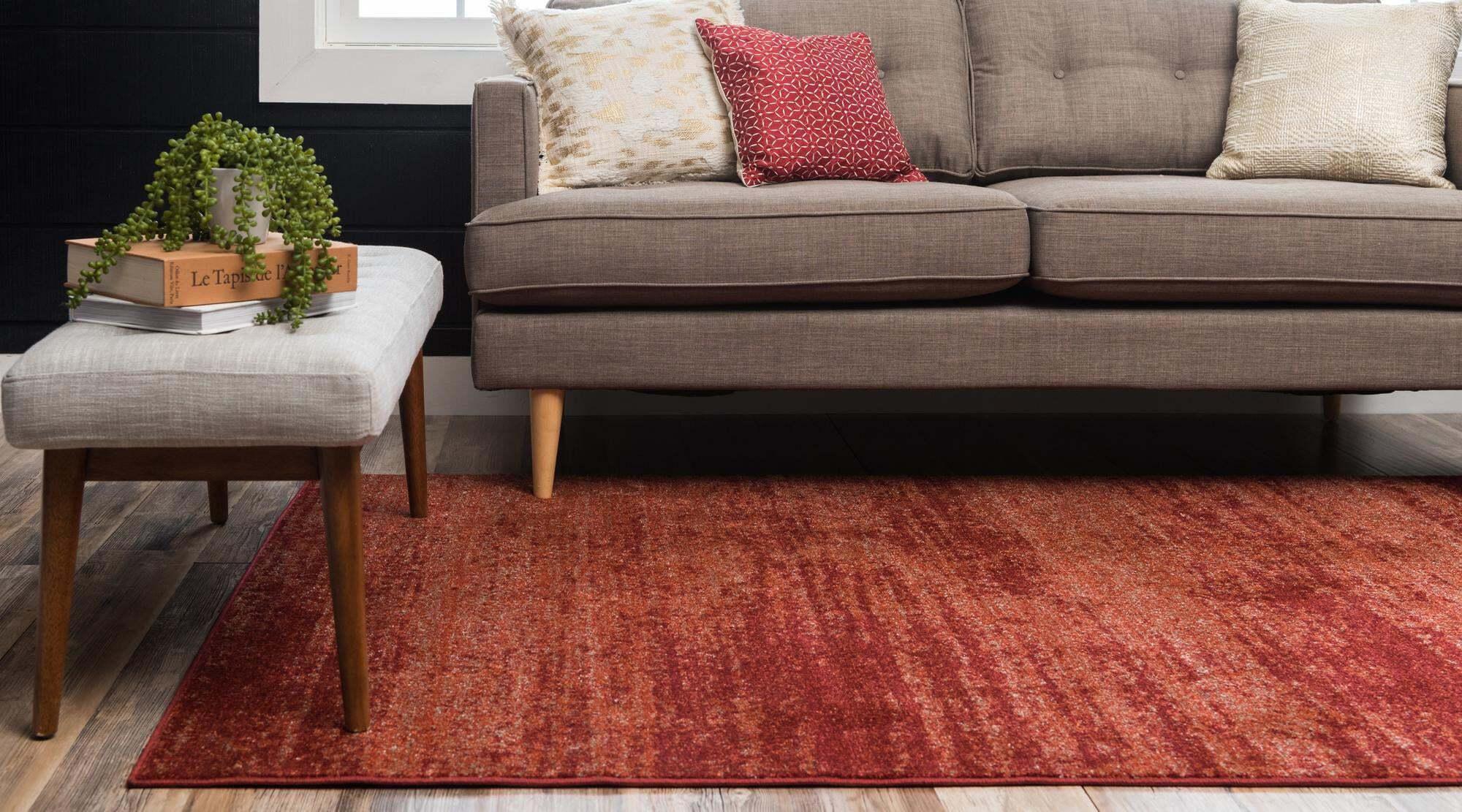 Unique Loom Indoor Rugs - Del Mar Solid Rectangular 8x11 Rug Terracotta & Red
