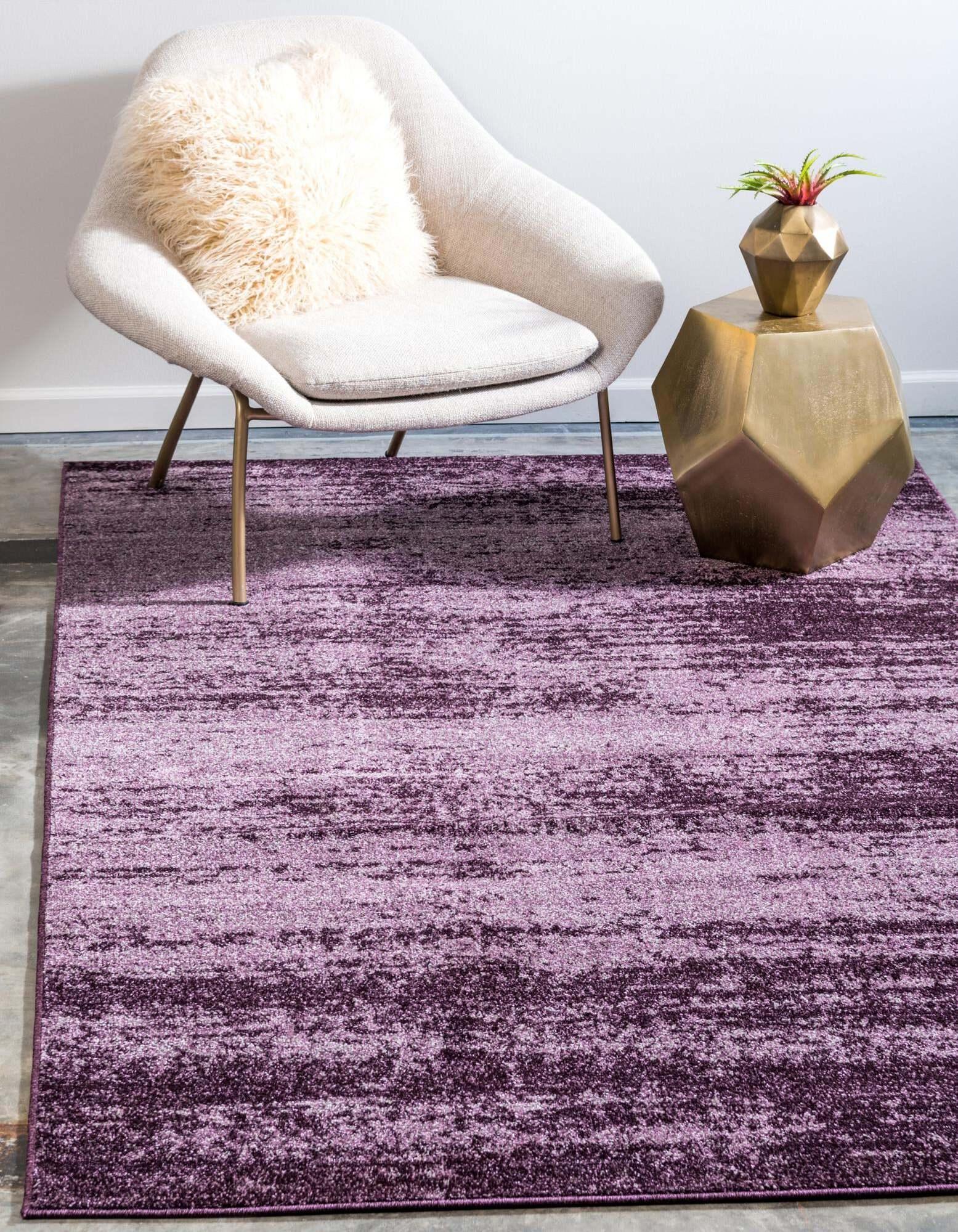 Unique Loom Indoor Rugs - Del Mar Solid Rectangular 8x11 Rug Violet & Eggplant Purple