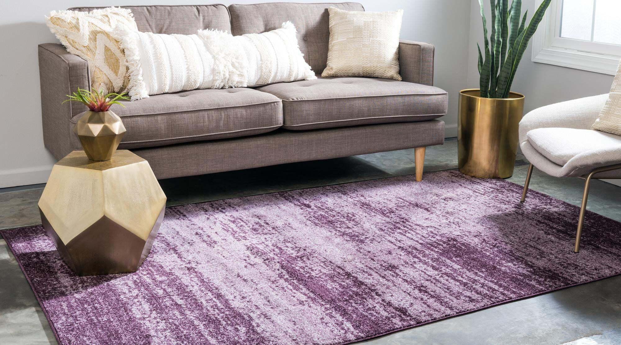 Unique Loom Indoor Rugs - Del Mar Solid Rectangular 8x11 Rug Violet & Eggplant Purple