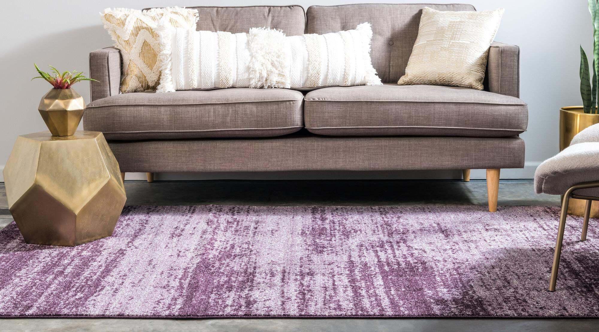 Unique Loom Indoor Rugs - Del Mar Solid Rectangular 8x11 Rug Violet & Eggplant Purple