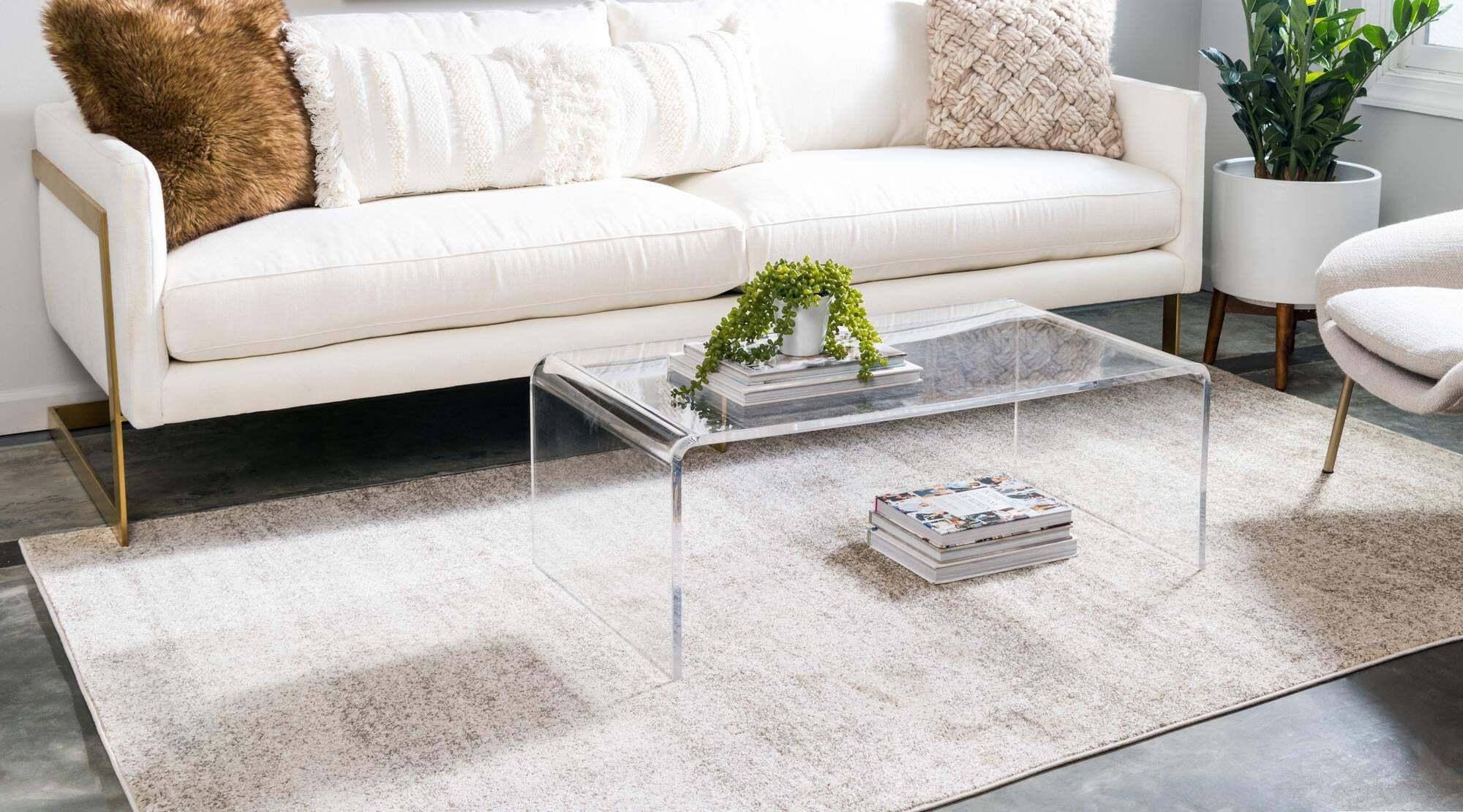 Unique Loom Indoor Rugs - Del Mar Solid Rectangular 9x12 Rug Beige & Brown