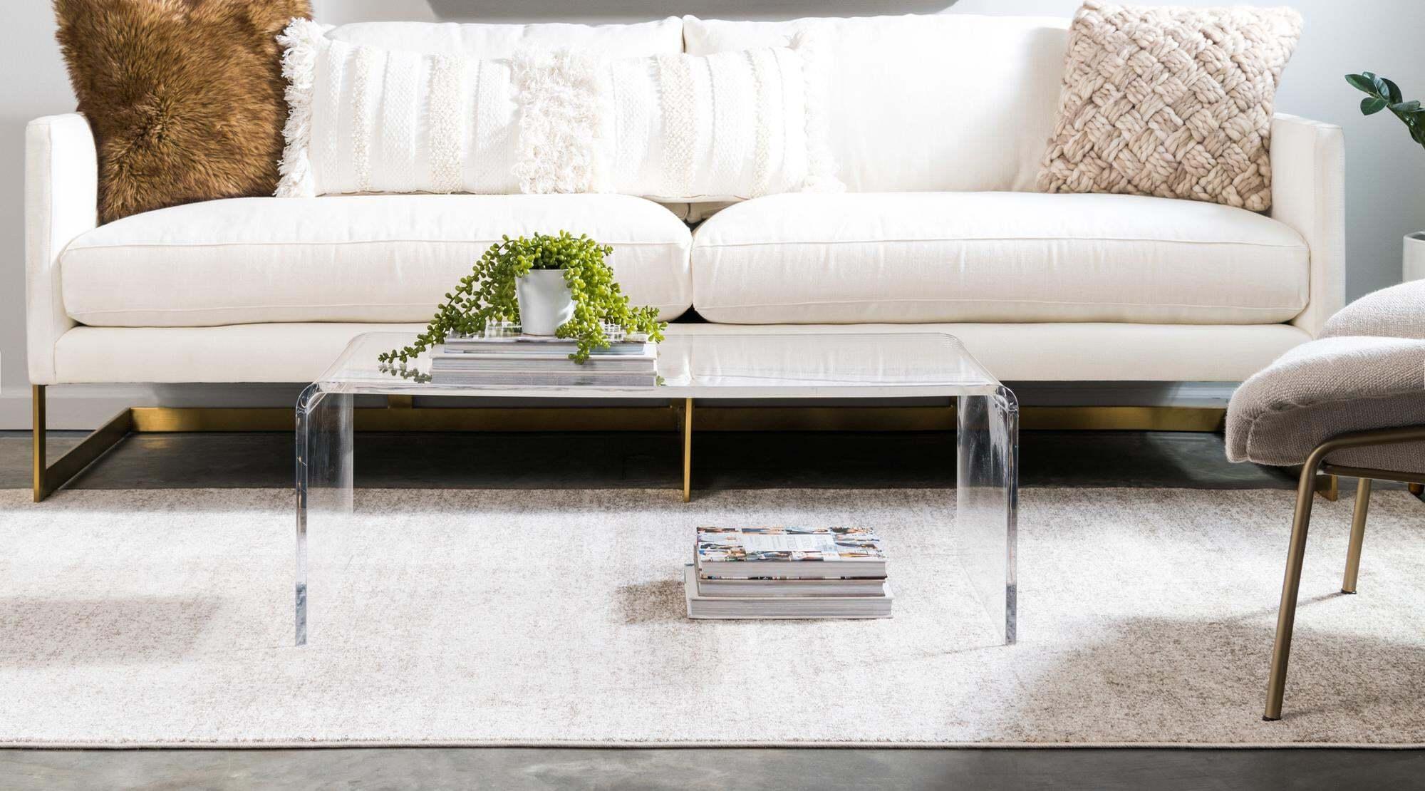 Unique Loom Indoor Rugs - Del Mar Solid Rectangular 9x12 Rug Beige & Brown