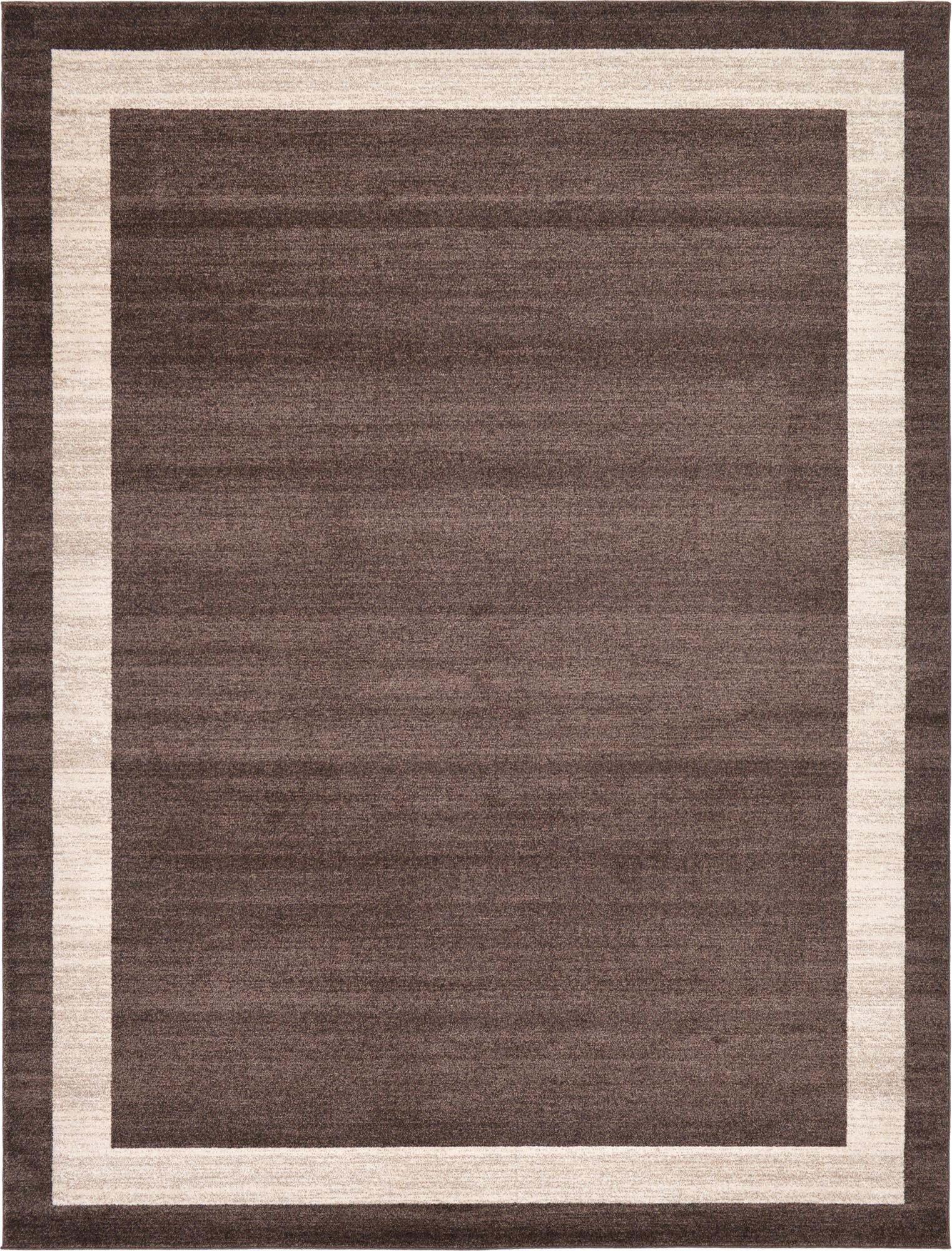 Unique Loom Indoor Rugs - Del Mar Solid Rectangular 9x12 Rug Brown & Ivory