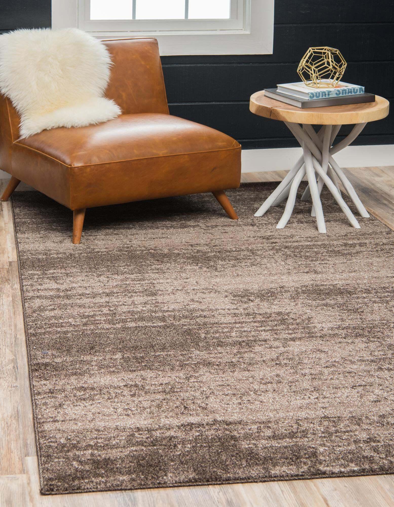 Unique Loom Indoor Rugs - Del Mar Solid Rectangular 9x12 Rug Brown & Light Brown
