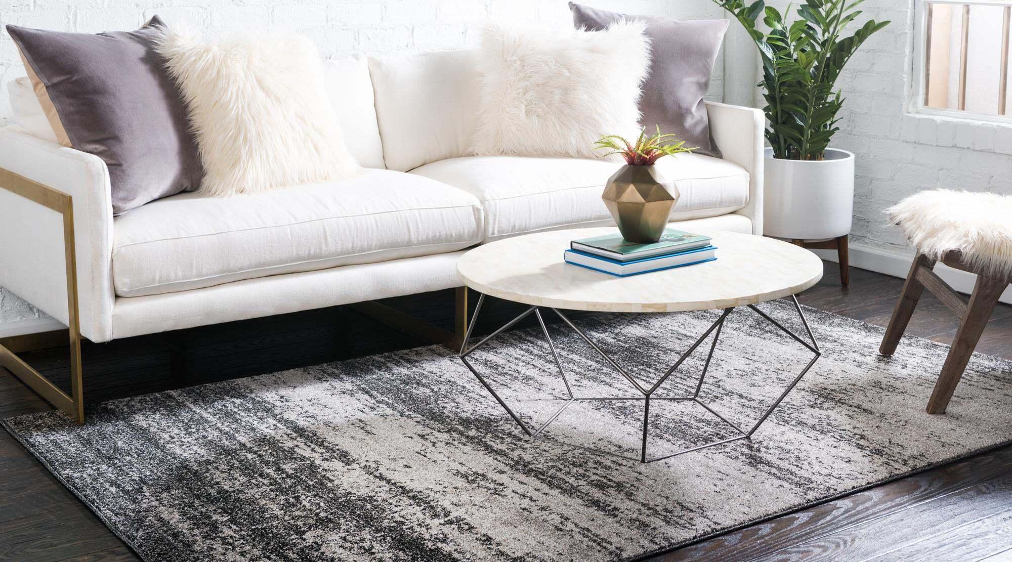 Unique Loom Indoor Rugs - Del Mar Solid Rectangular 9x12 Rug Dark Gray & Light Gray