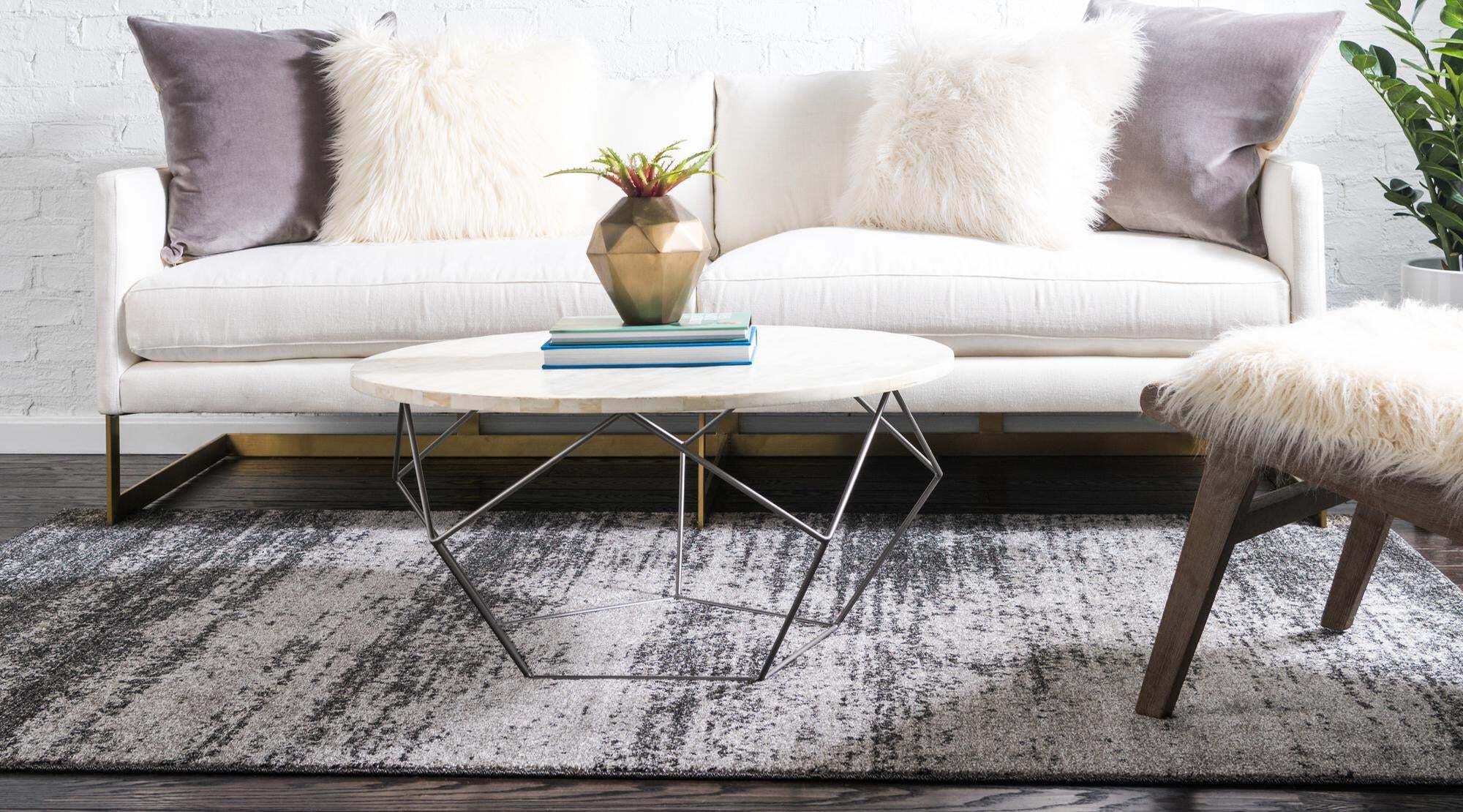 Unique Loom Indoor Rugs - Del Mar Solid Rectangular 9x12 Rug Dark Gray & Light Gray