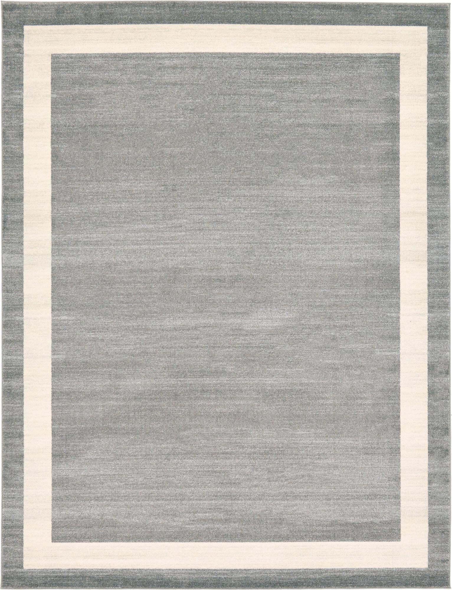 Unique Loom Indoor Rugs - Del Mar Solid Rectangular 9x12 Rug Gray & Ivory