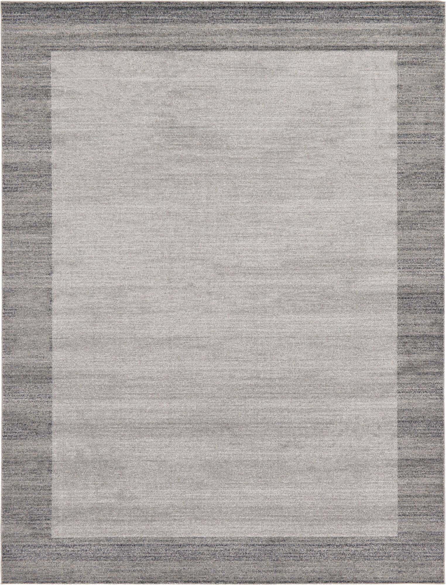 Unique Loom Indoor Rugs - Del Mar Solid Rectangular 9x12 Rug Light Gray & Beige
