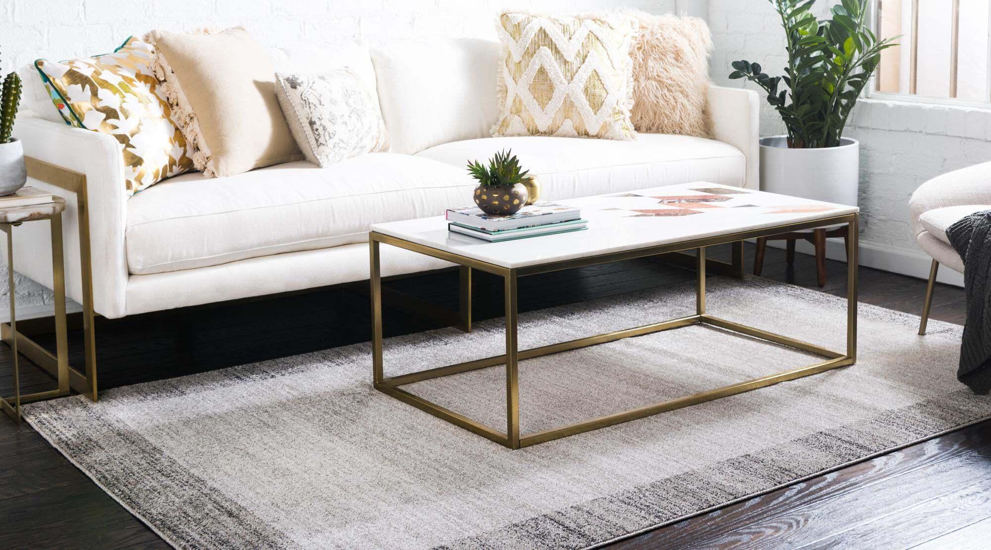 Unique Loom Indoor Rugs - Del Mar Solid Rectangular 9x12 Rug Light Gray & Beige