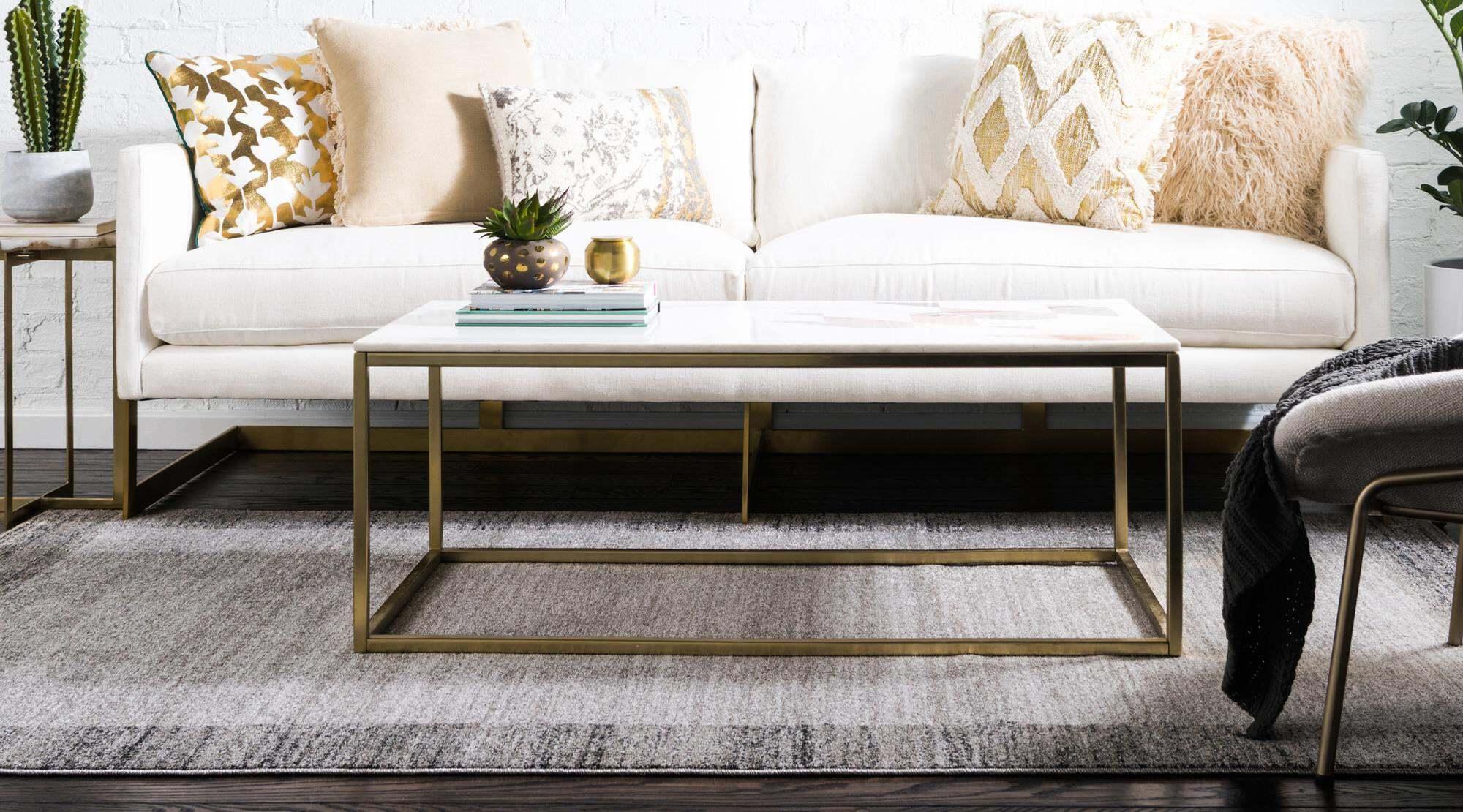 Unique Loom Indoor Rugs - Del Mar Solid Rectangular 9x12 Rug Light Gray & Beige