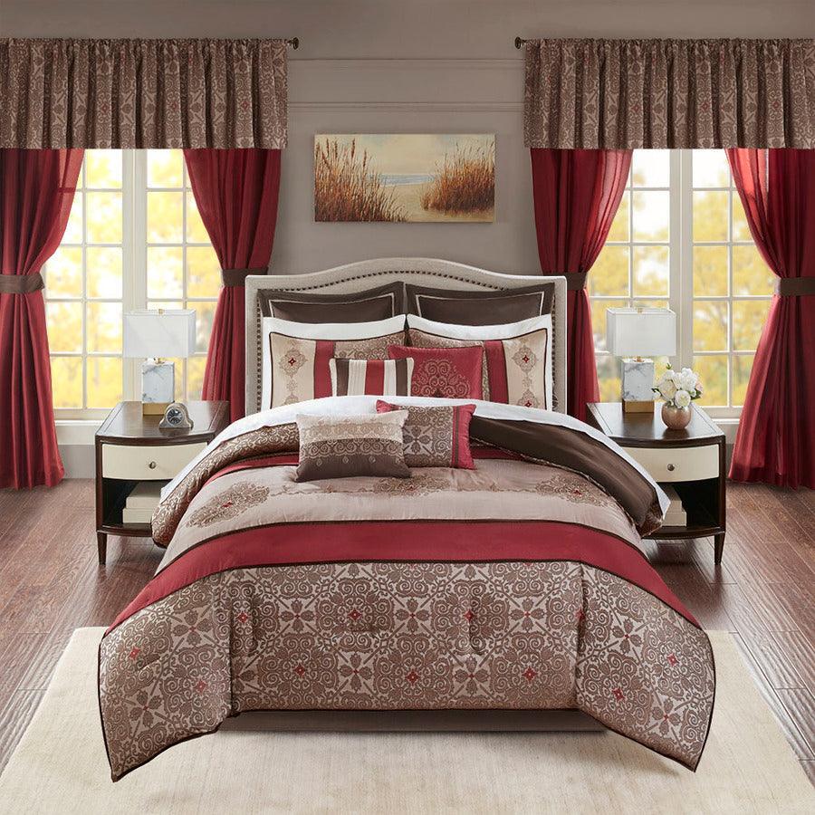 Olliix.com Comforters & Blankets - Delaney 24 Piece Room 104 " W In a Bag Red