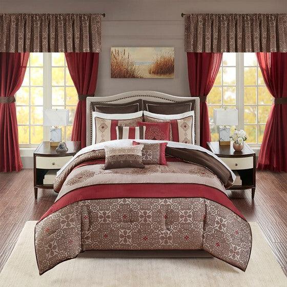 Olliix.com Bedding - Delaney Comforter Queen Red