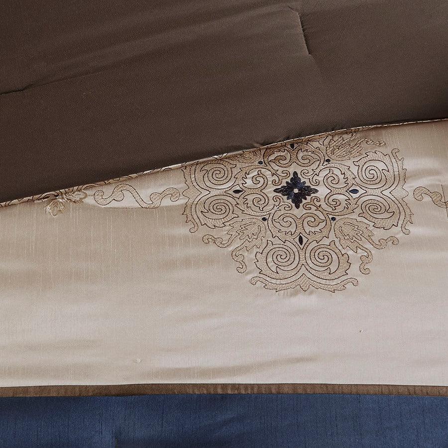 Olliix.com Comforters & Blankets - Delaney Queen Traditional 24 Piece Room In a Bag Navy