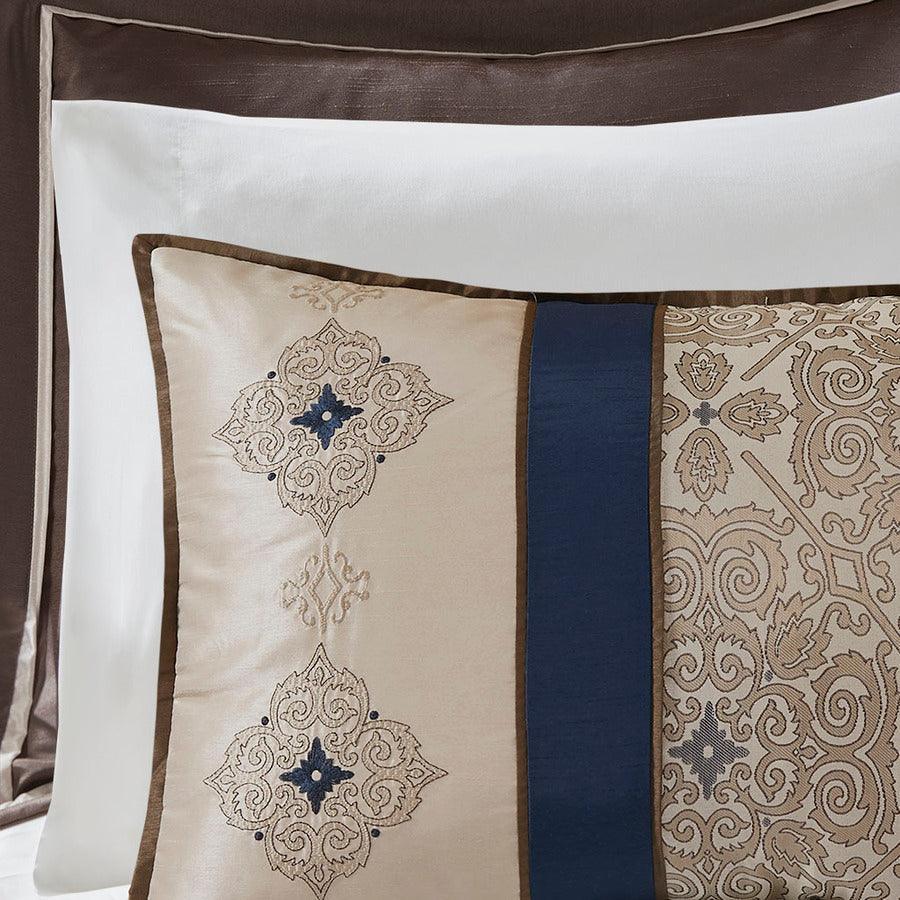 Olliix.com Comforters & Blankets - Delaney Queen Traditional 24 Piece Room In a Bag Navy