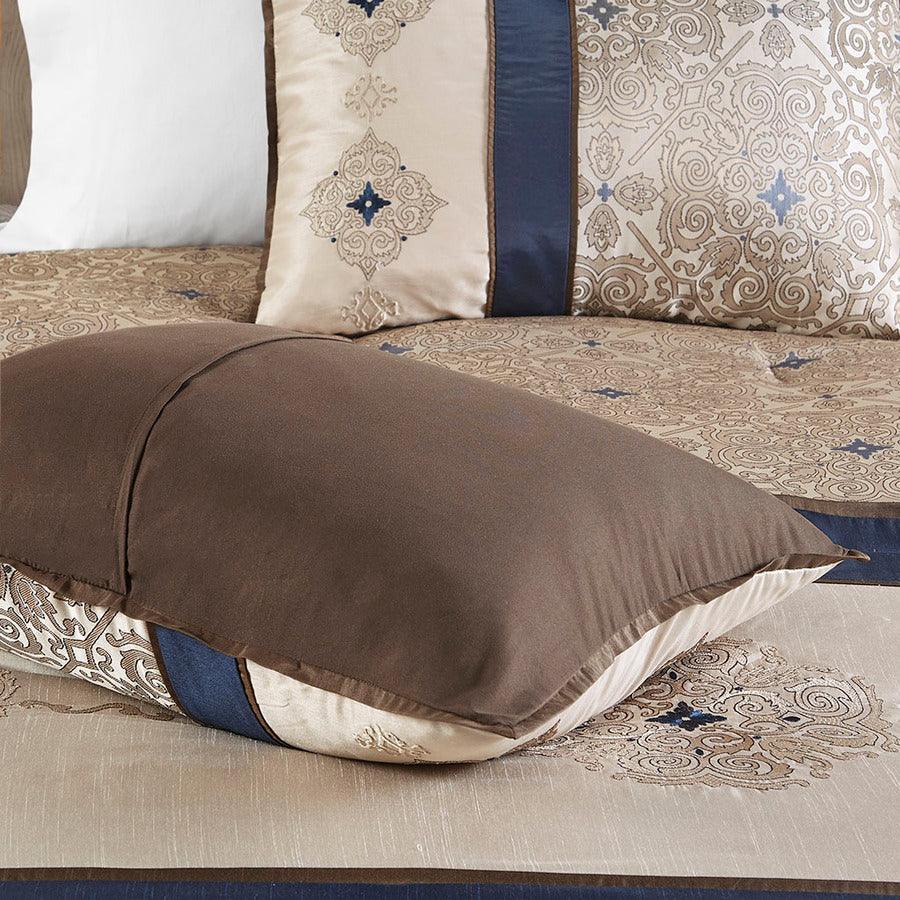 Olliix.com Comforters & Blankets - Delaney Queen Traditional 24 Piece Room In a Bag Navy