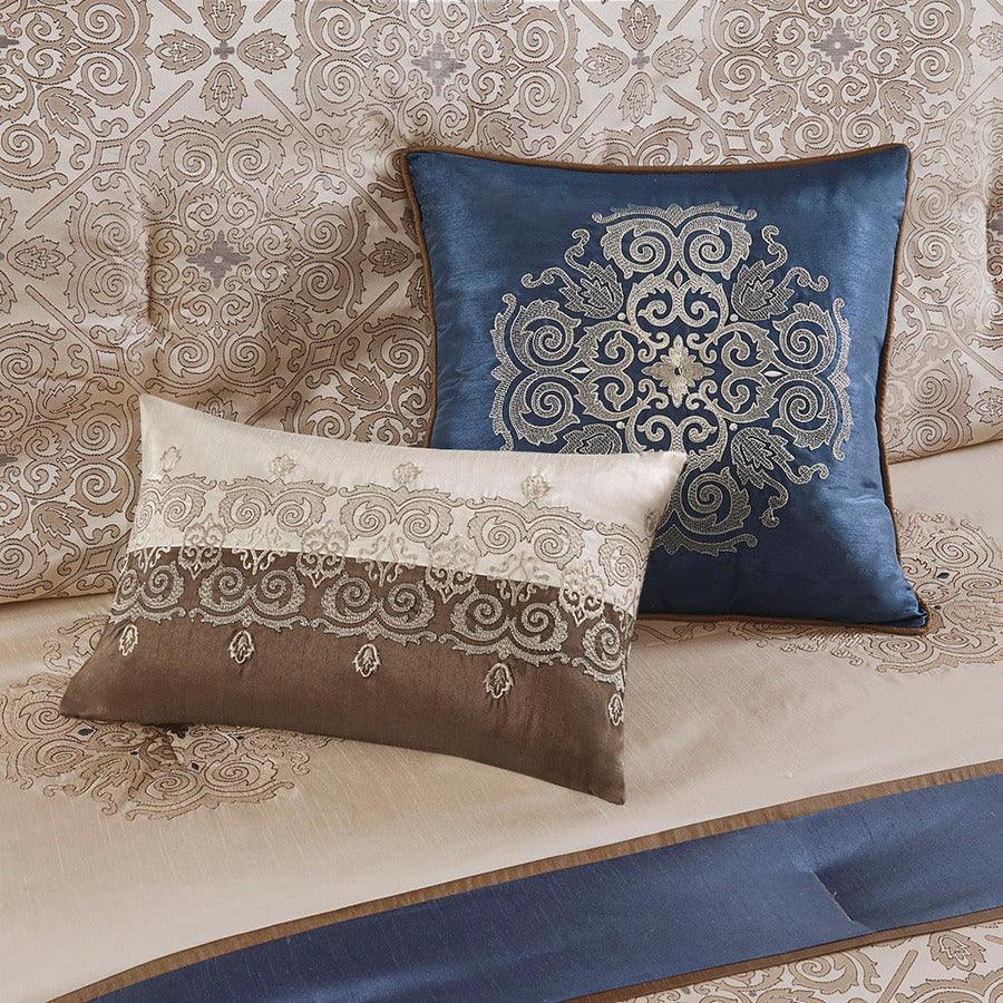 Olliix.com Comforters & Blankets - Delaney Queen Traditional 24 Piece Room In a Bag Navy