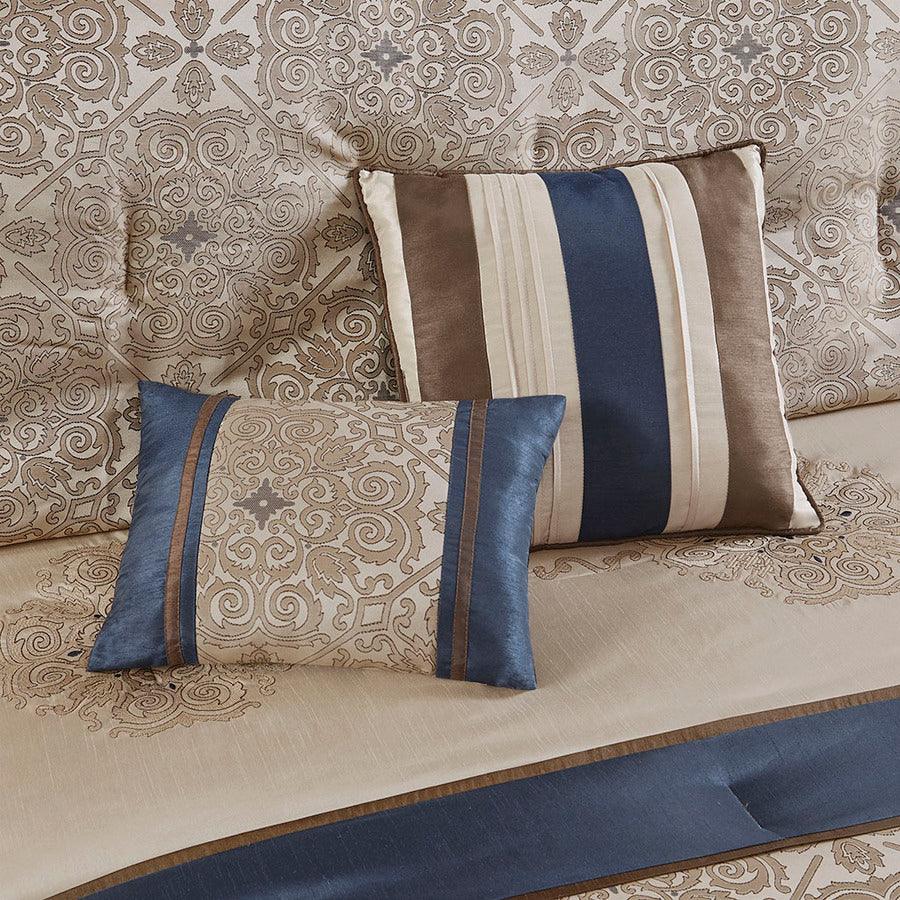 Olliix.com Comforters & Blankets - Delaney Queen Traditional 24 Piece Room In a Bag Navy