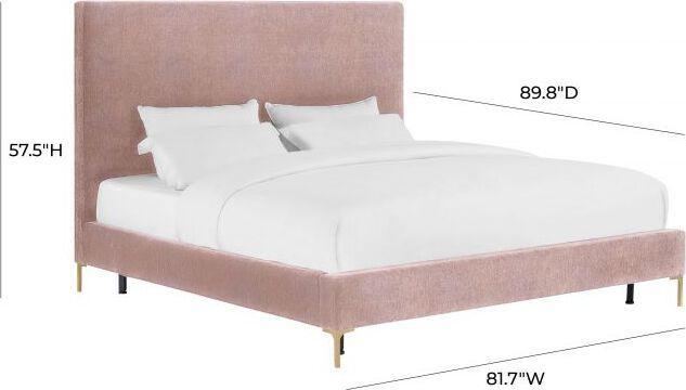 Tov Furniture Beds - Delilah Blush Textured Velvet Bed in King