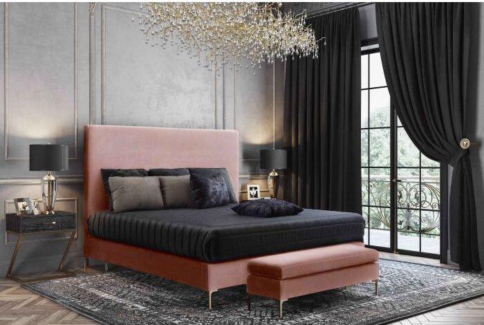 Tov Furniture Beds - Delilah Blush Textured Velvet Bed in King