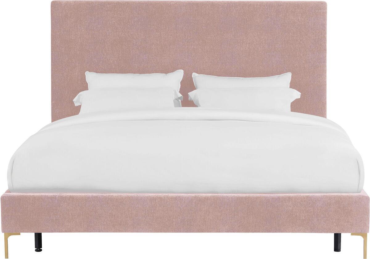 Tov Furniture Beds - Delilah Blush Textured Velvet Bed in Queen