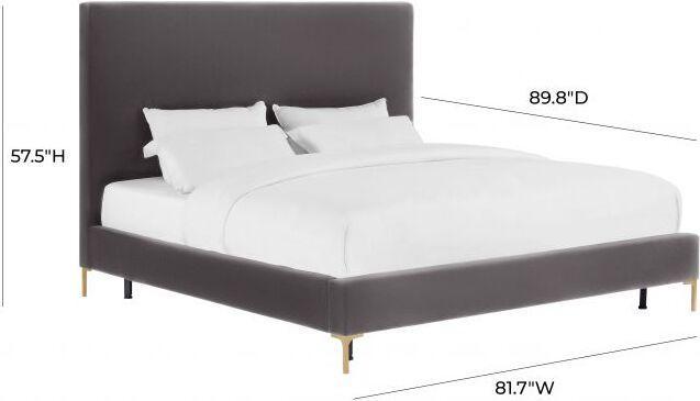 Tov Furniture Beds - Delilah Gray Velvet Bed in King