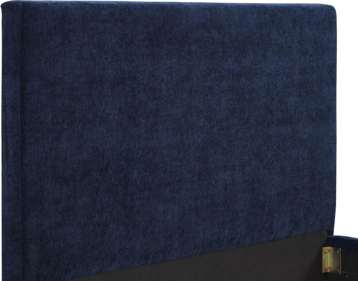 Tov Furniture Beds - Delilah Navy Textured Velvet Bed in Queen