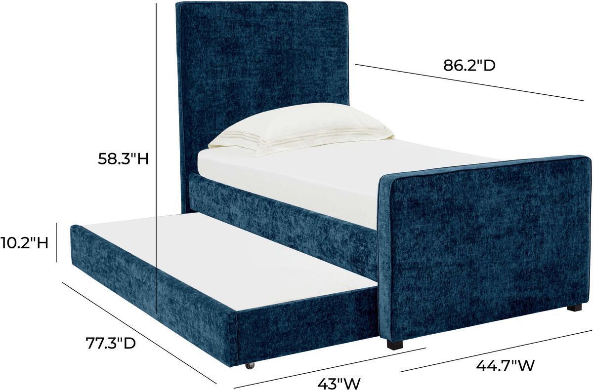 Tov Furniture Daybeds - Delilah Navy Textured Velvet Trundle in Twin