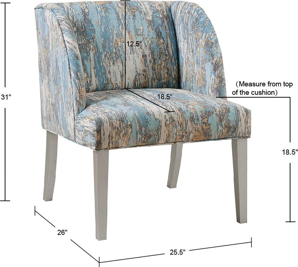 Olliix.com Accent Chairs - Delilah Upholstered Wingback Accent Lounge Chair Gray|Blue