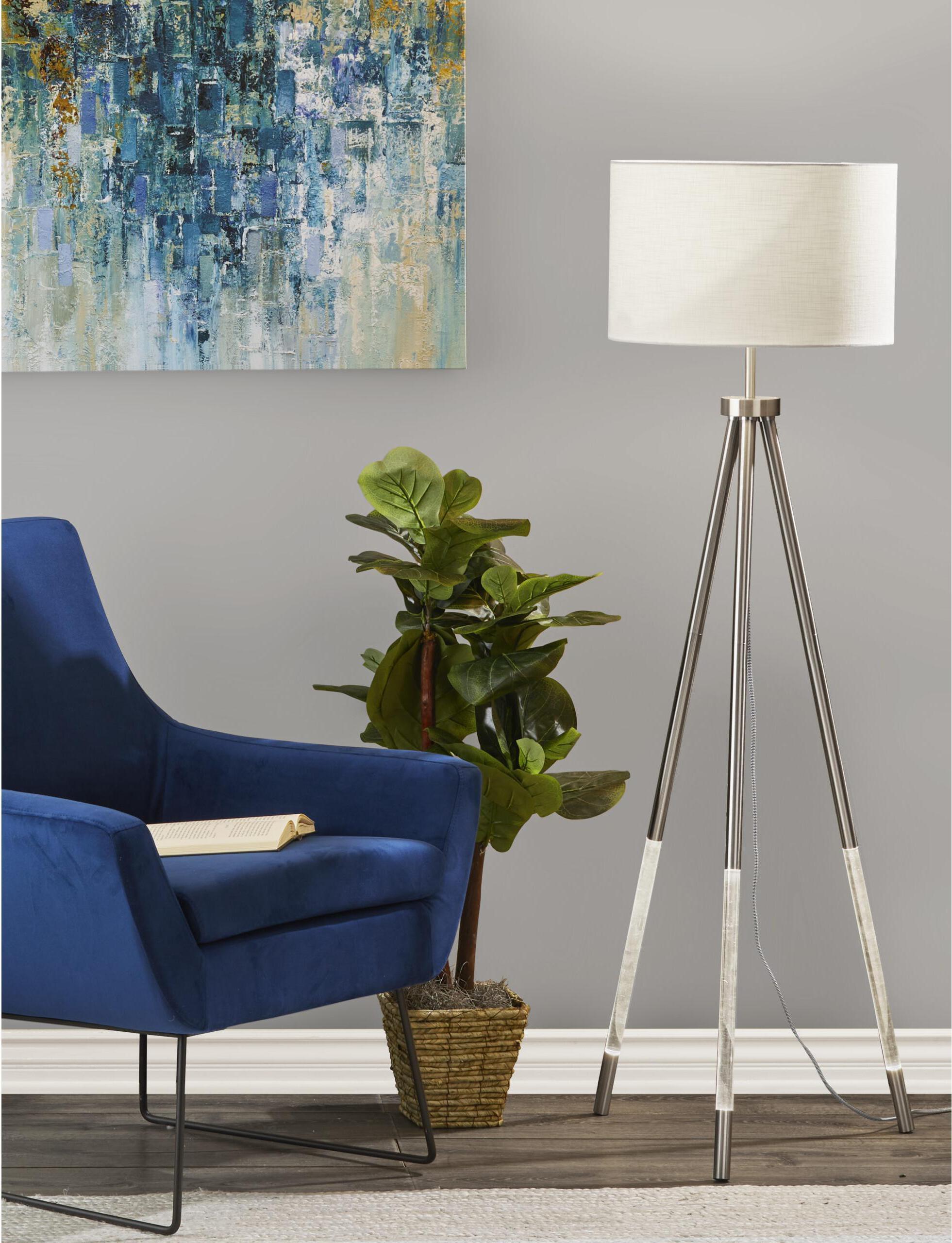 Adesso Floor Lamps - Della Night light Floor Lamp Brushed Steel